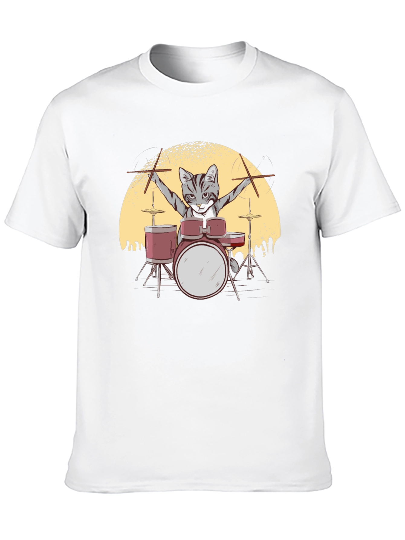 Cat Drummer T-Shirt - Rock Star Feline