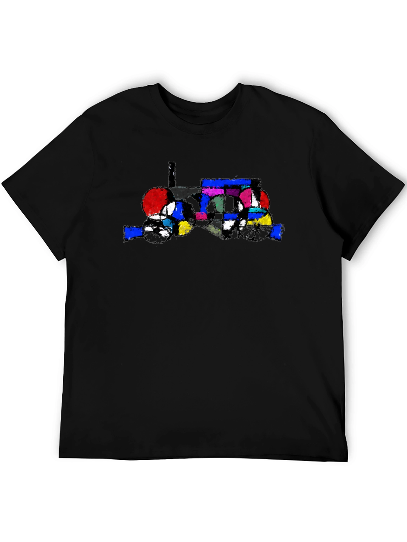 Abstract Tractor Graphic Tee - Stylish Black T-Shirt