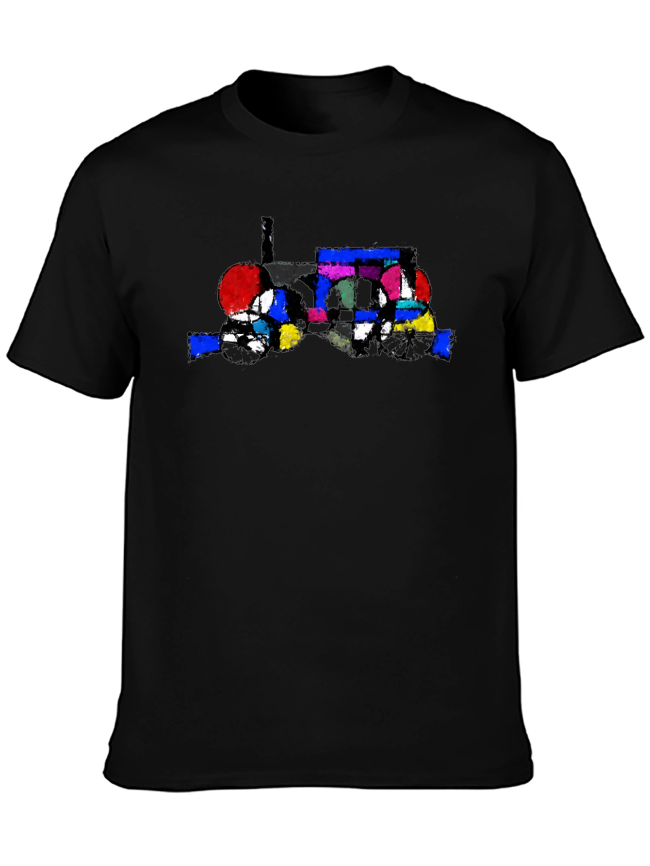 Abstract Tractor Graphic Tee - Stylish Black T-Shirt