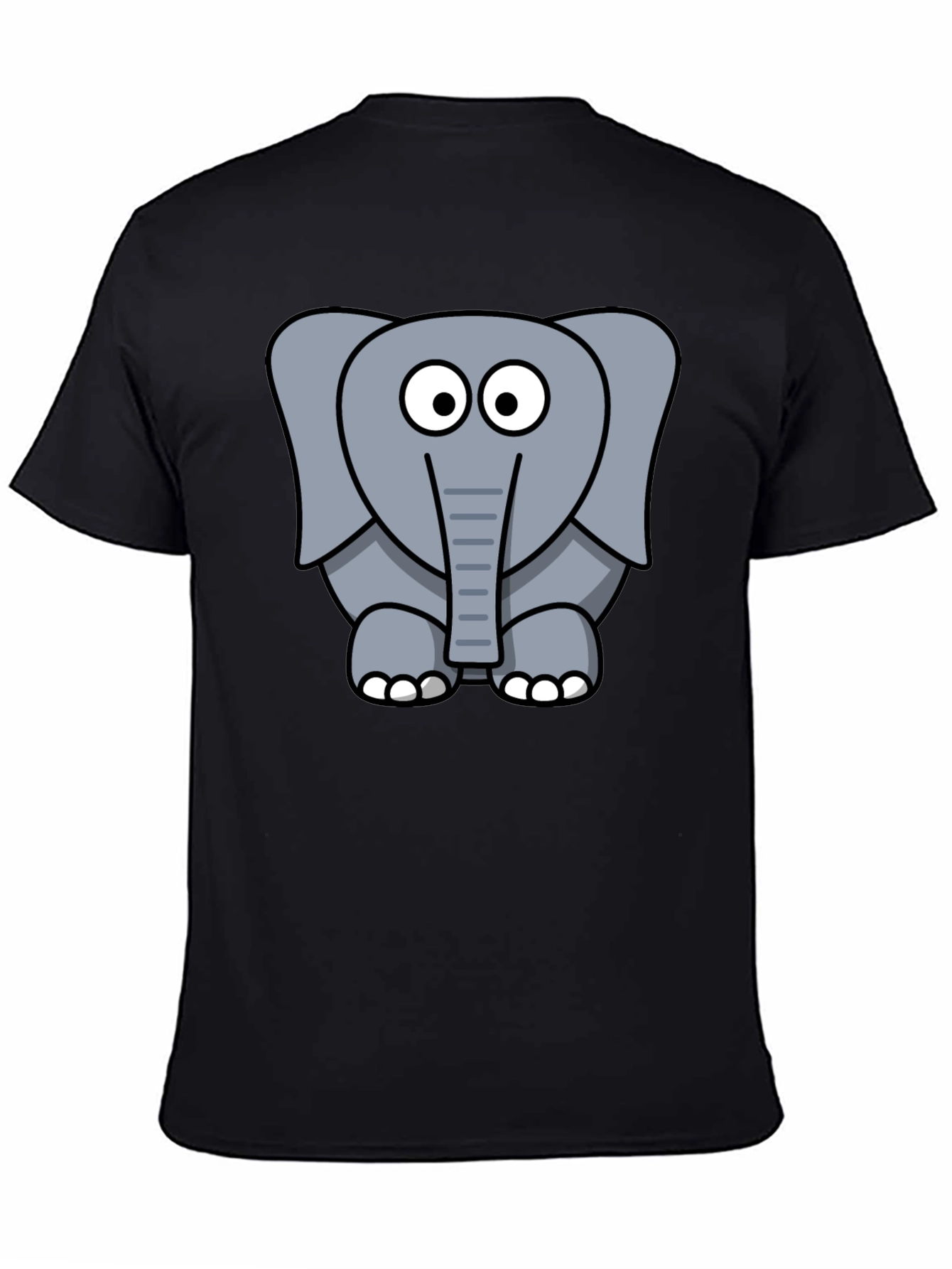 Cartoon Elephant Graphic Black T-Shirt