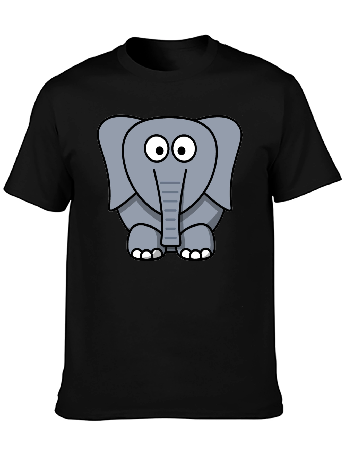 Cartoon Elephant Graphic Black T-Shirt