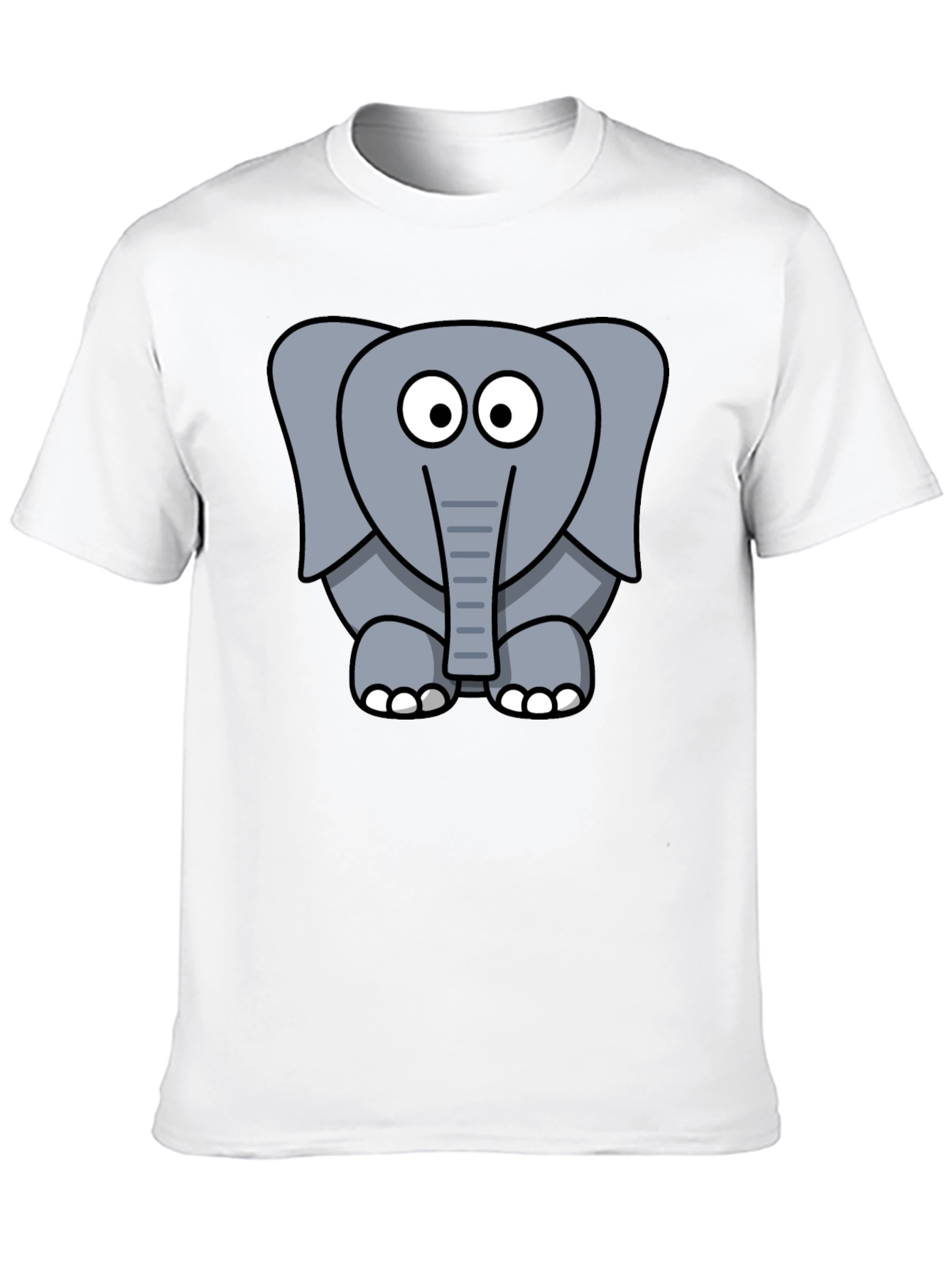 Cartoon Elephant Graphic Black T-Shirt