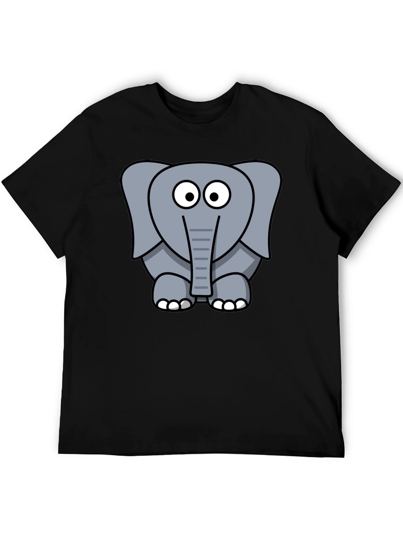 Cartoon Elephant Graphic Black T-Shirt