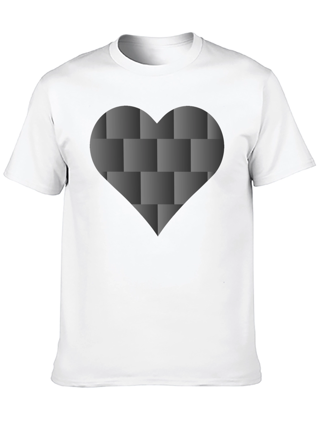 Black Tee with 3D Woven Heart Design