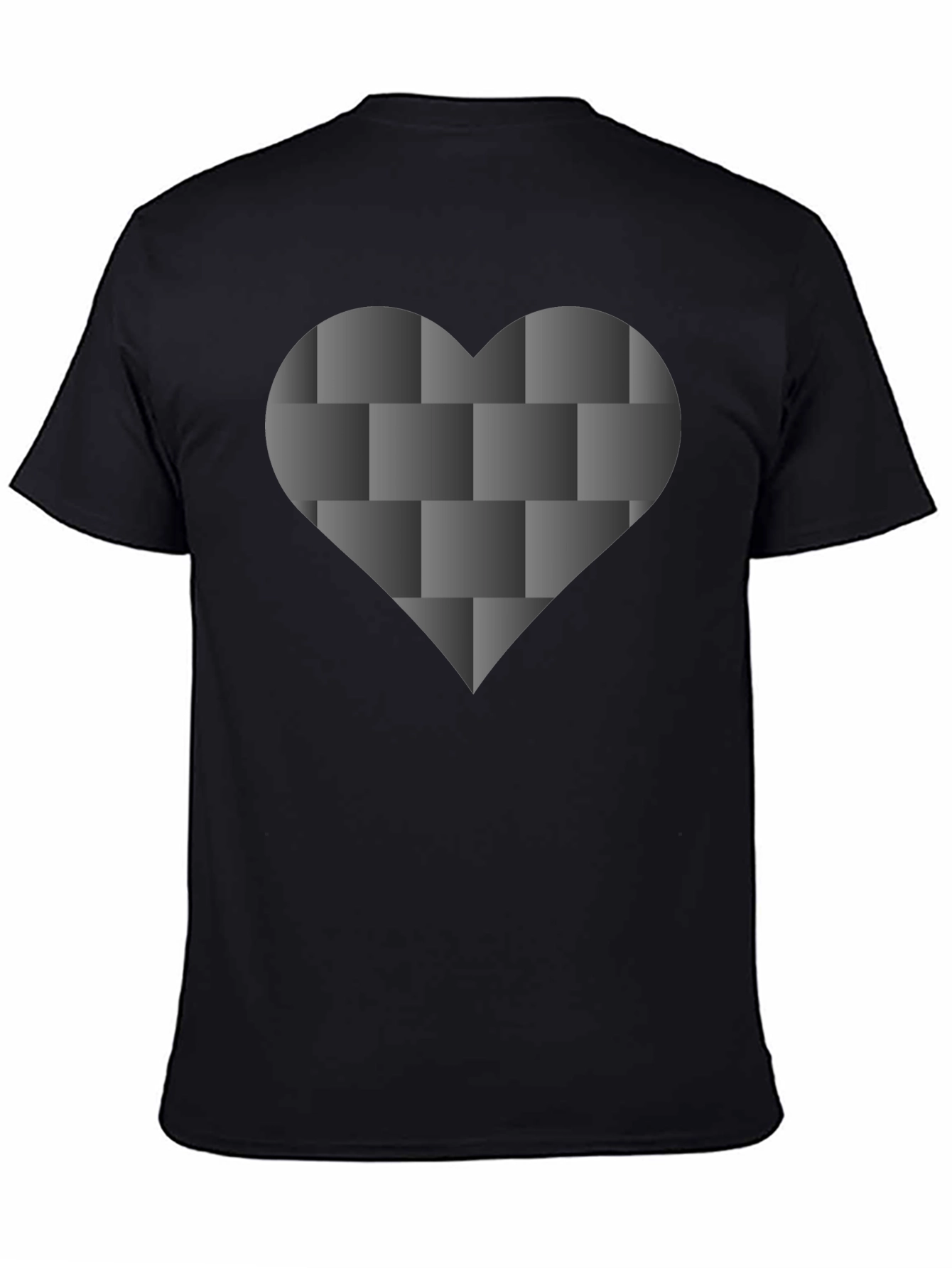 Black Tee with 3D Woven Heart Design