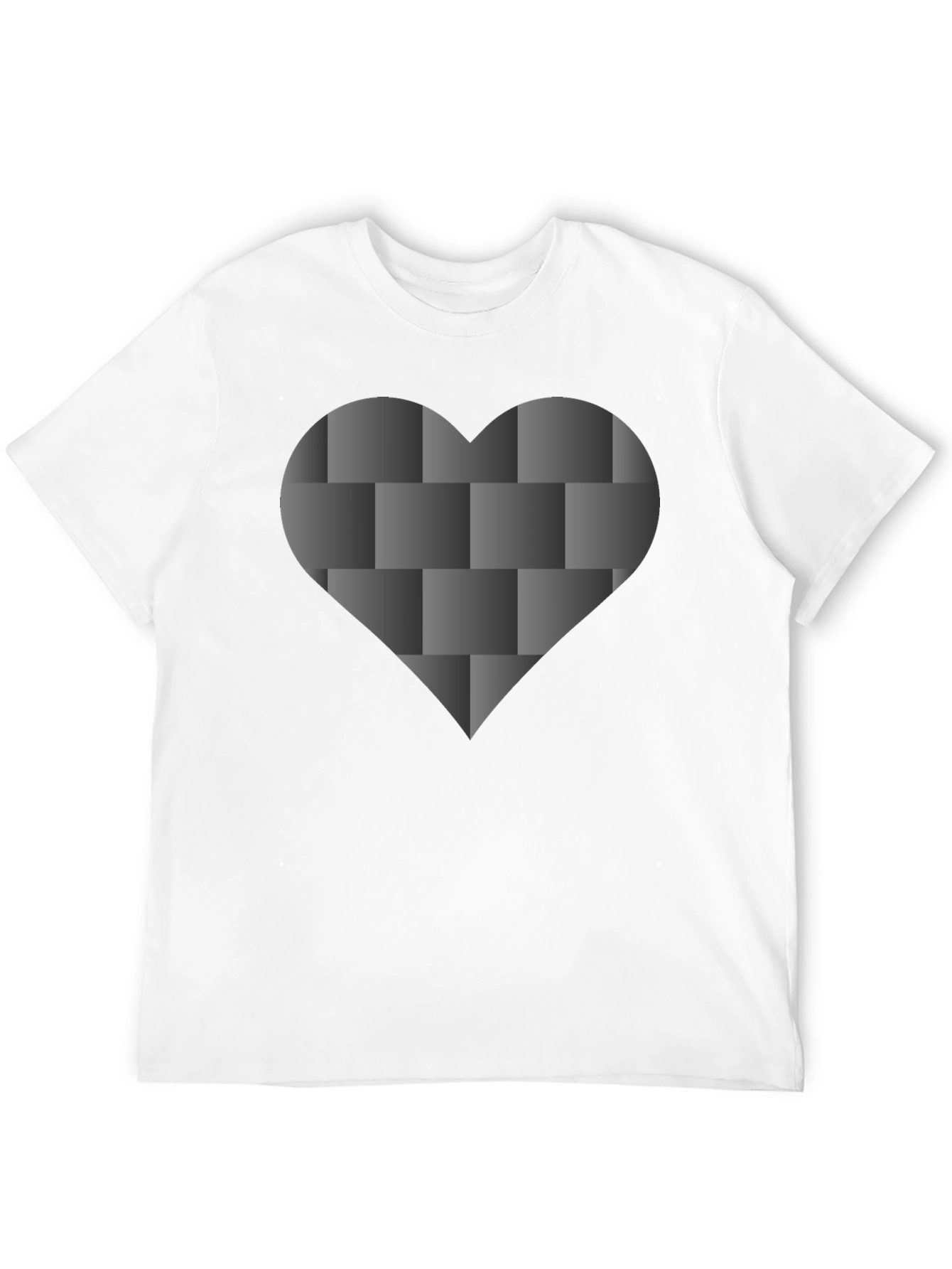 Black Tee with 3D Woven Heart Design
