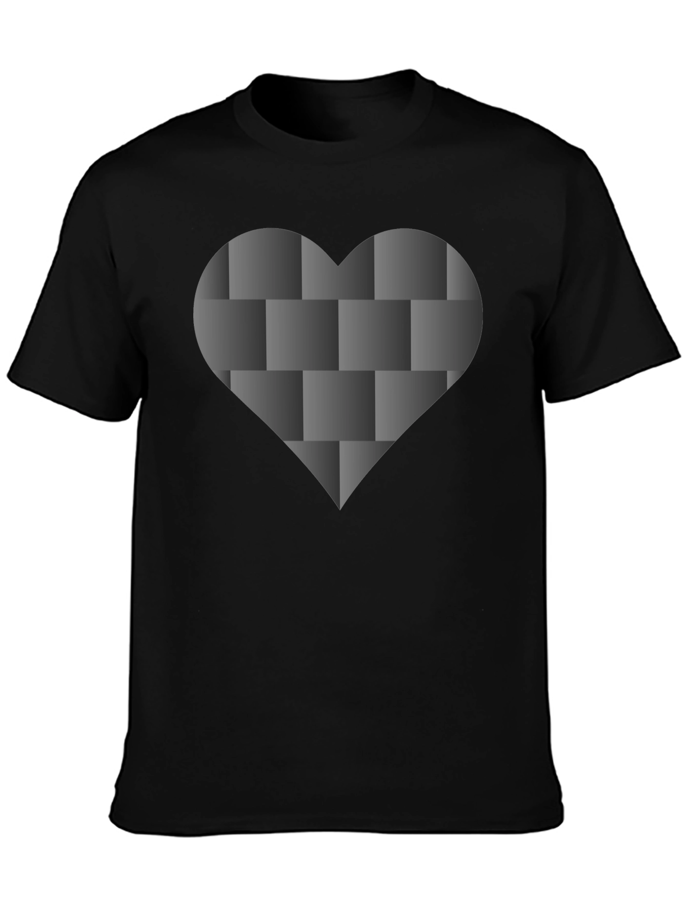 Black Tee with 3D Woven Heart Design
