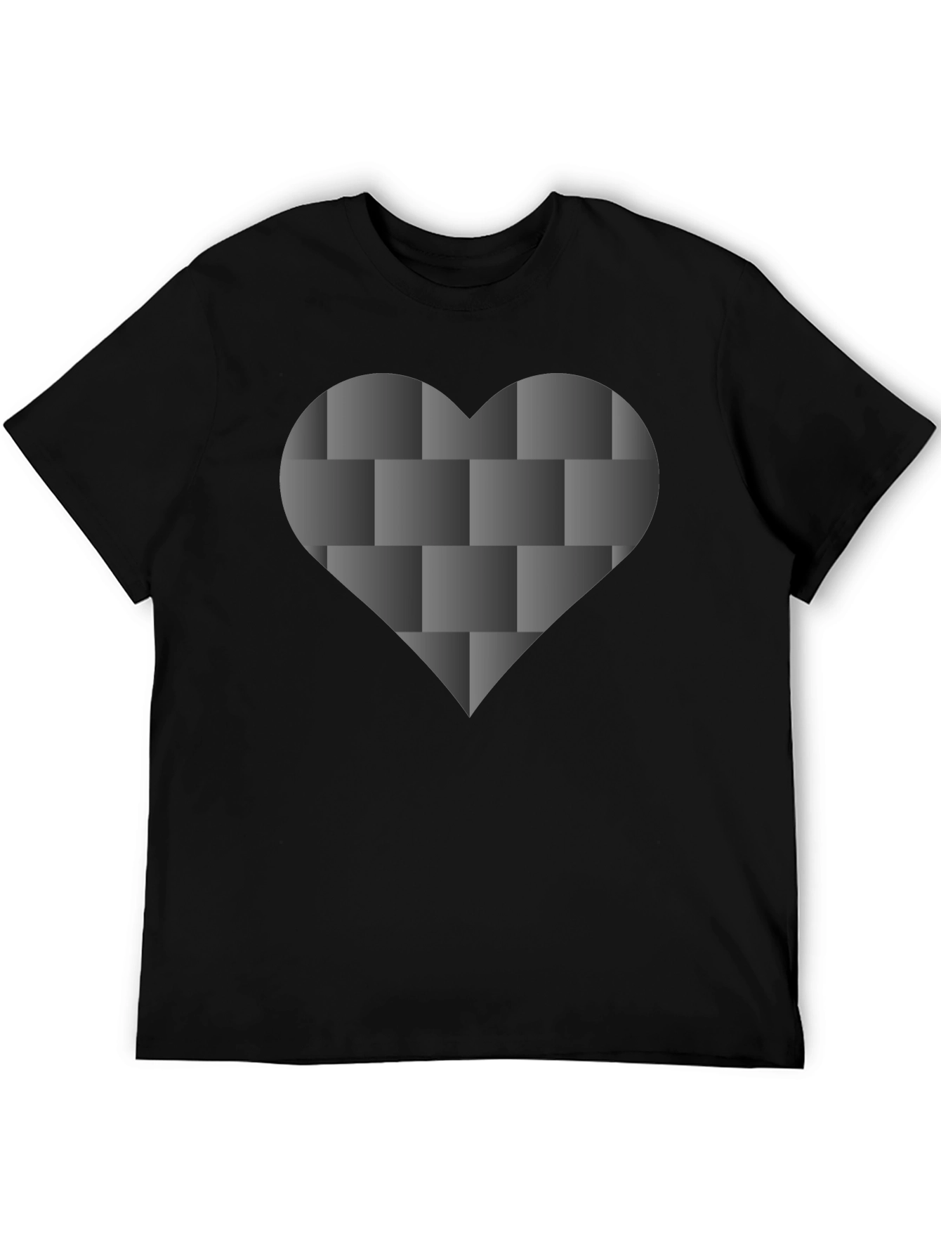 Black Tee with 3D Woven Heart Design
