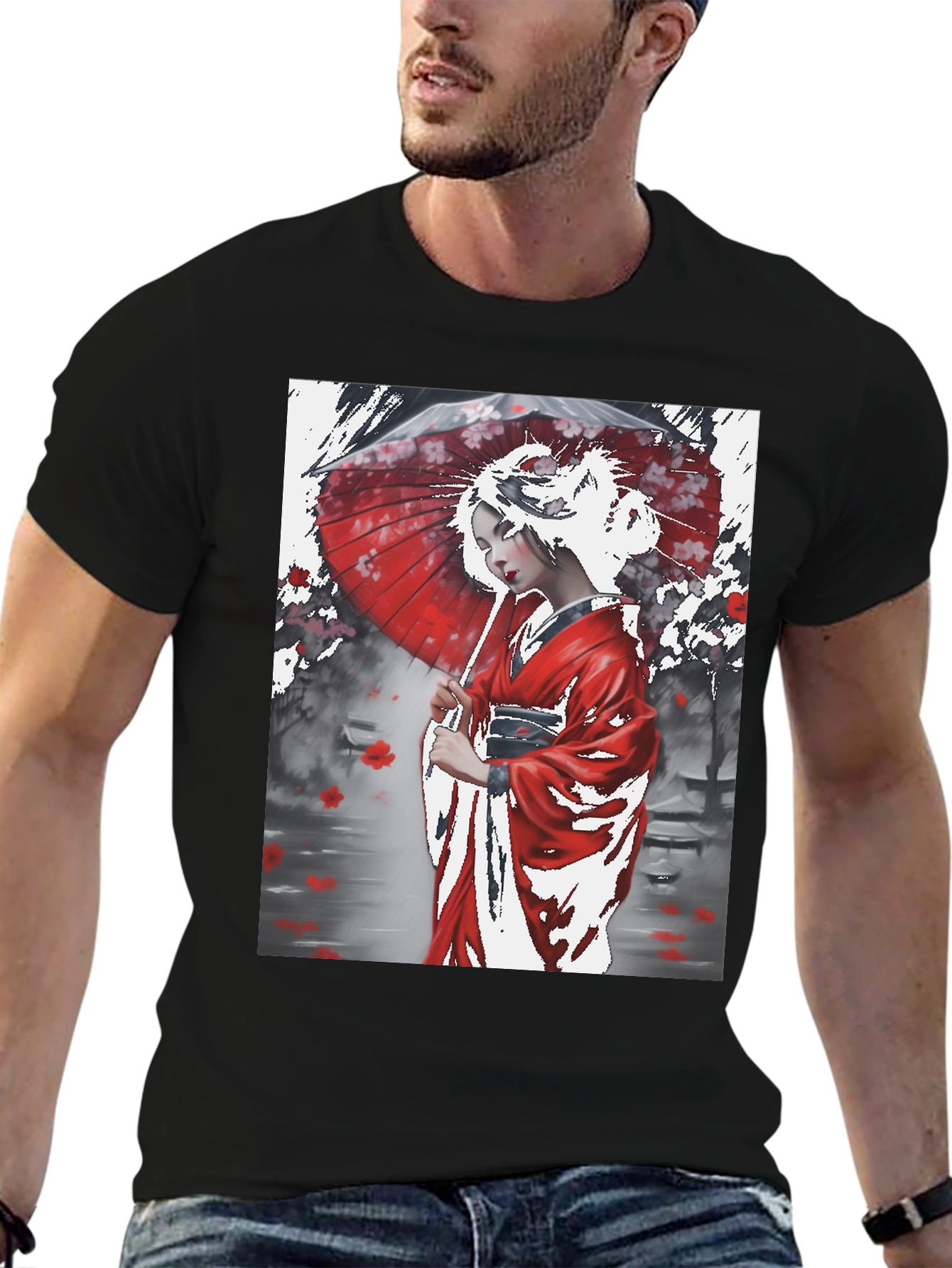 Japanese Geisha Art Graphic Tee