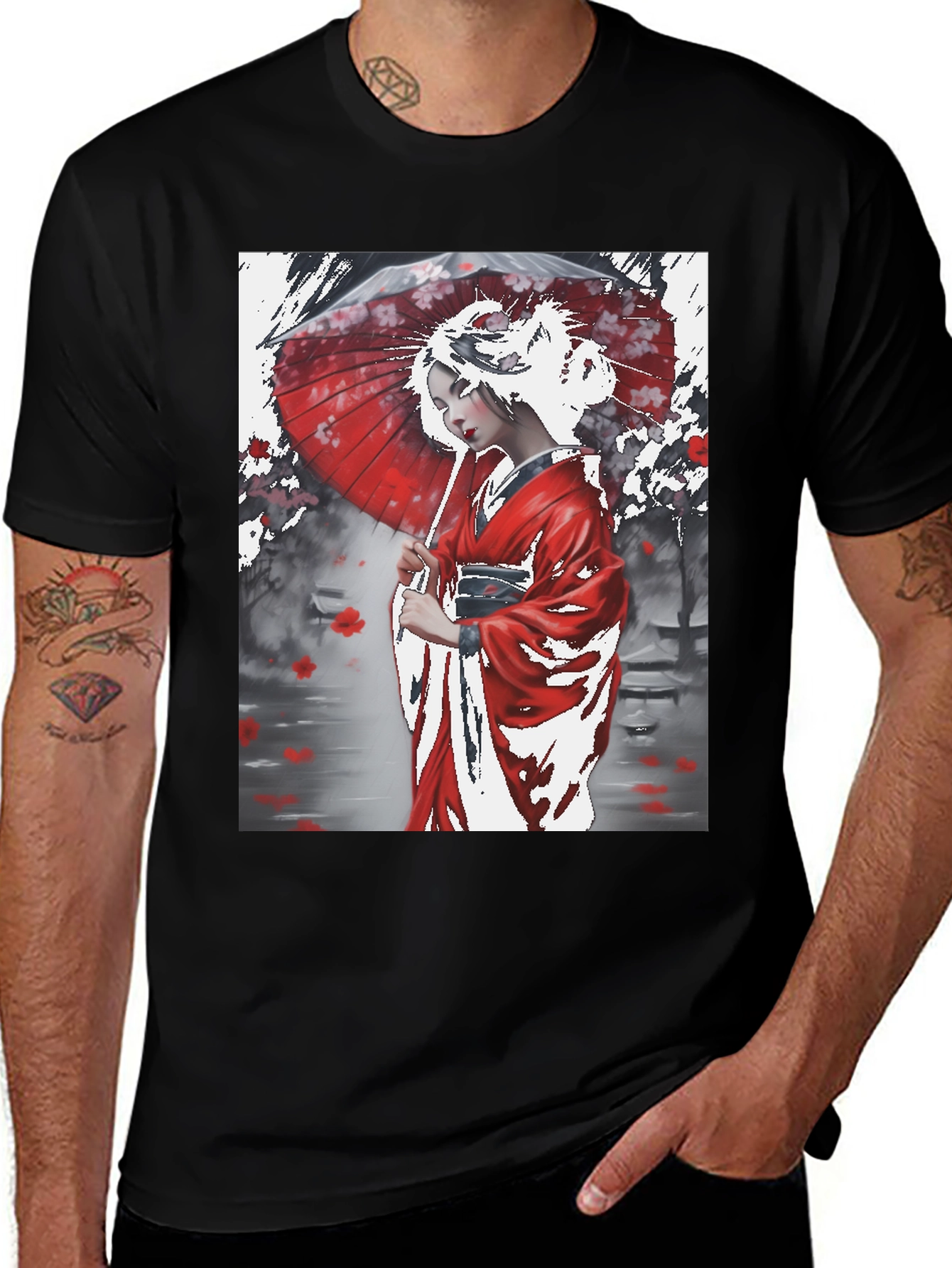 Japanese Geisha Art Graphic Tee