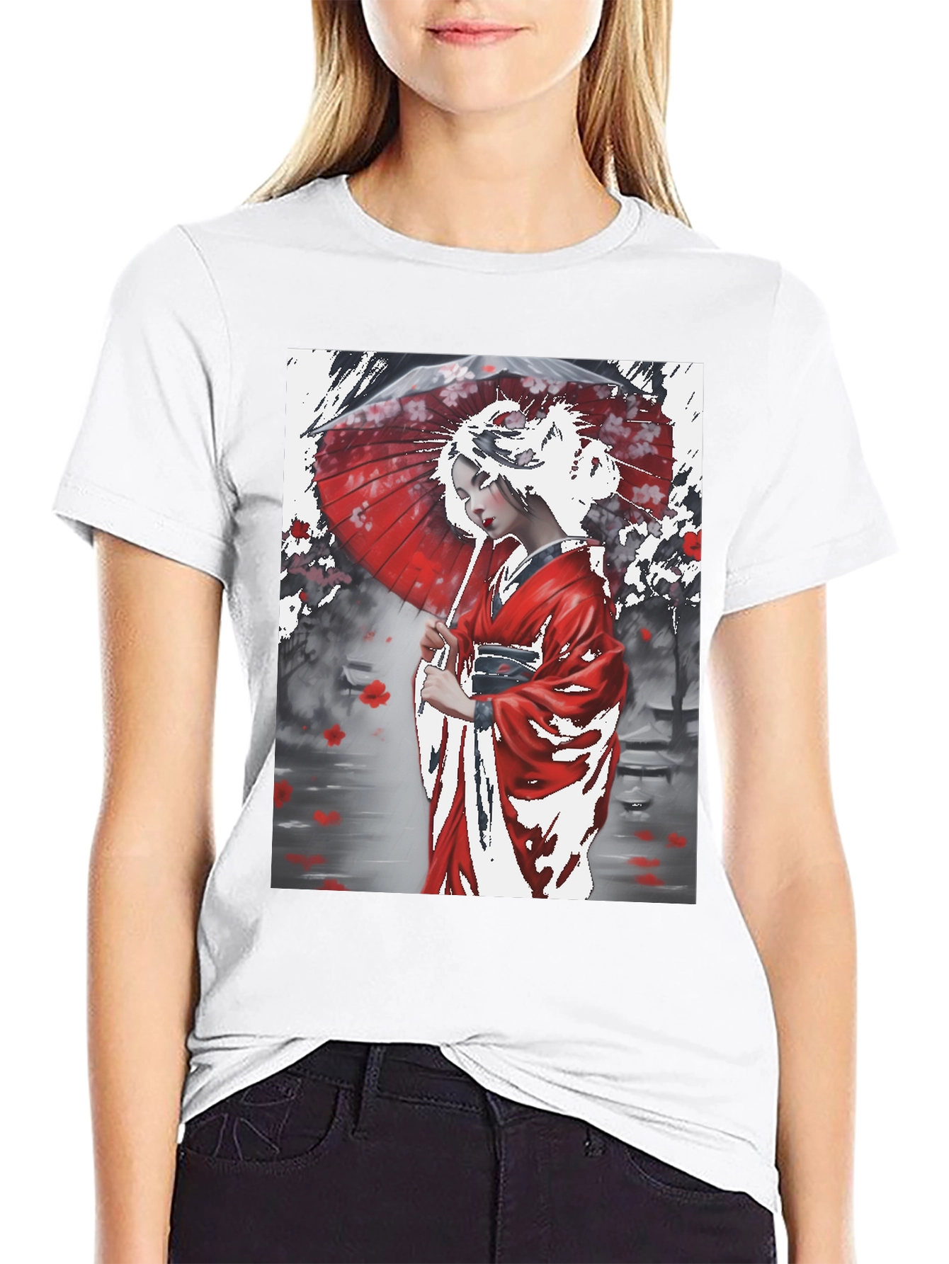 Japanese Geisha Art Graphic Tee