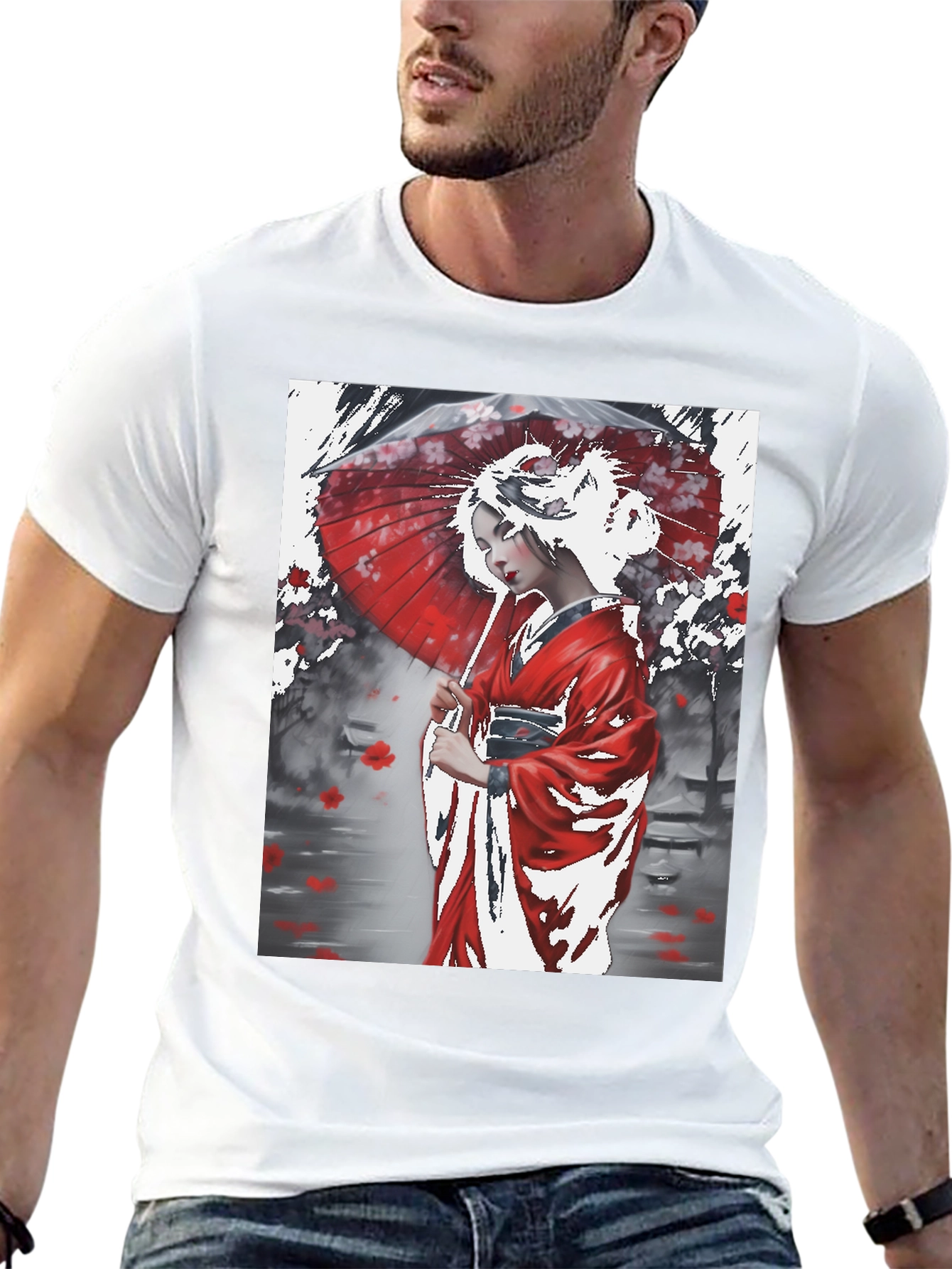 Japanese Geisha Art Graphic Tee