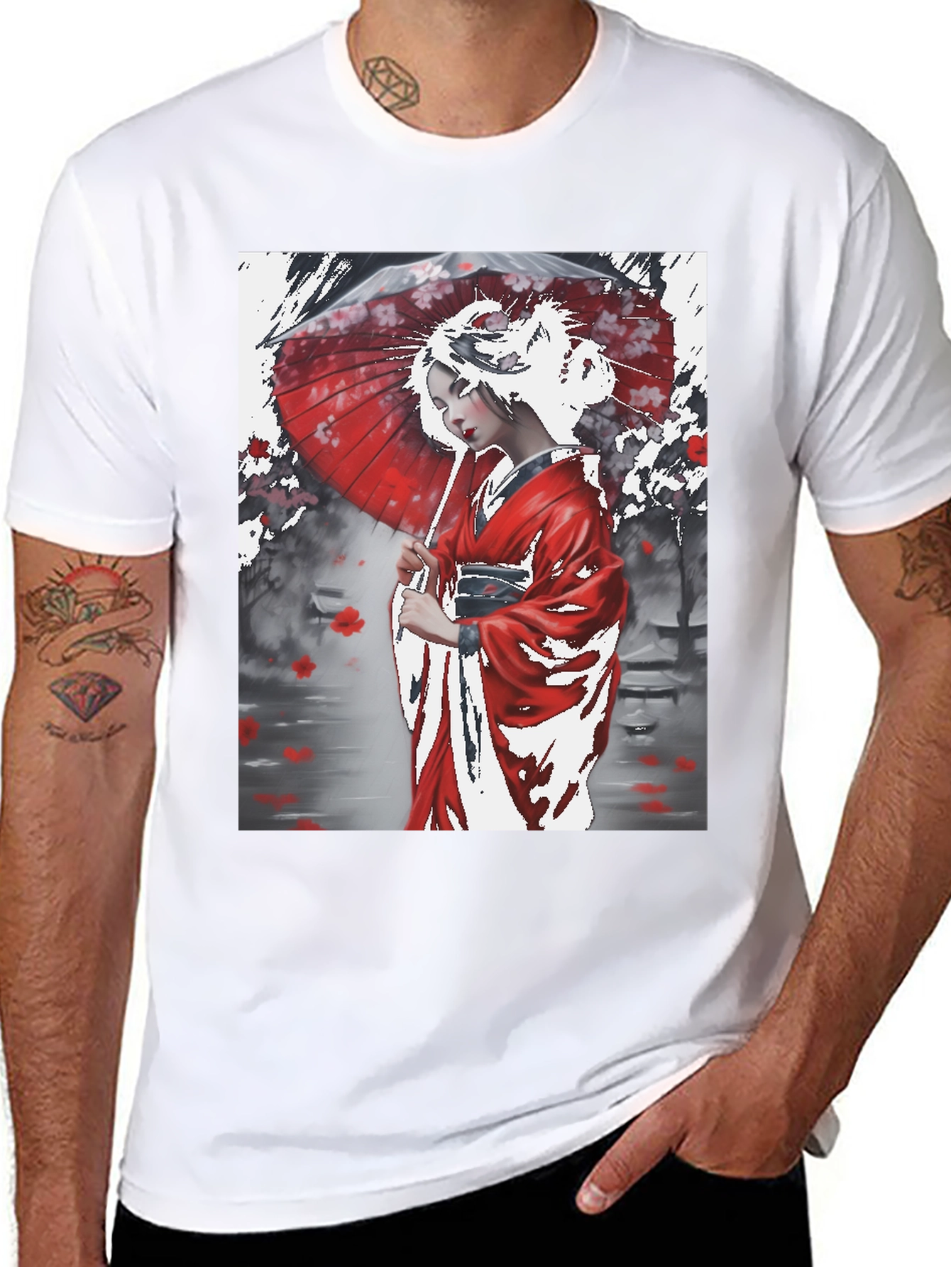 Japanese Geisha Art Graphic Tee