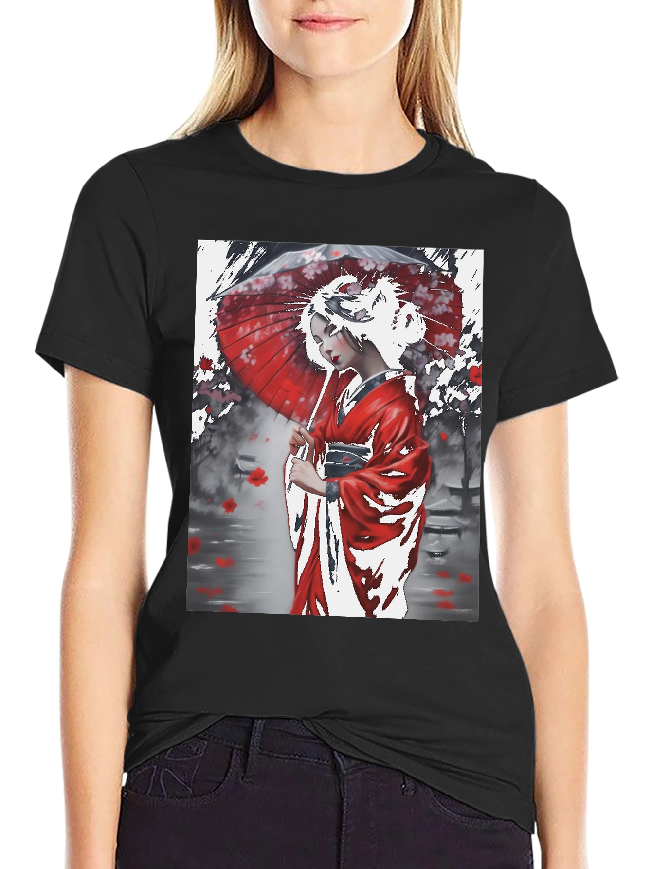 Japanese Geisha Art Graphic Tee