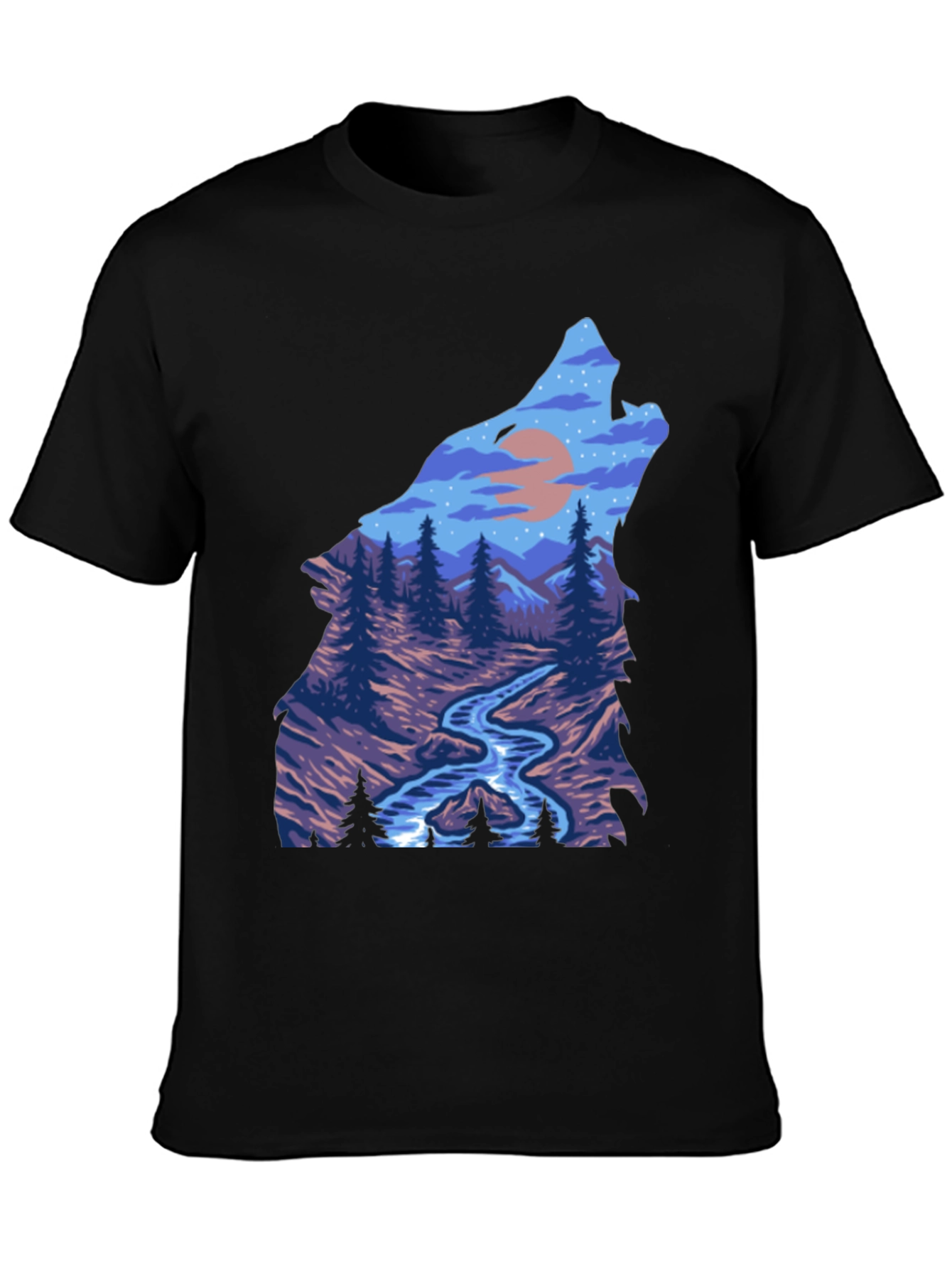 Wolf Howling at Moon Graphic T-Shirt