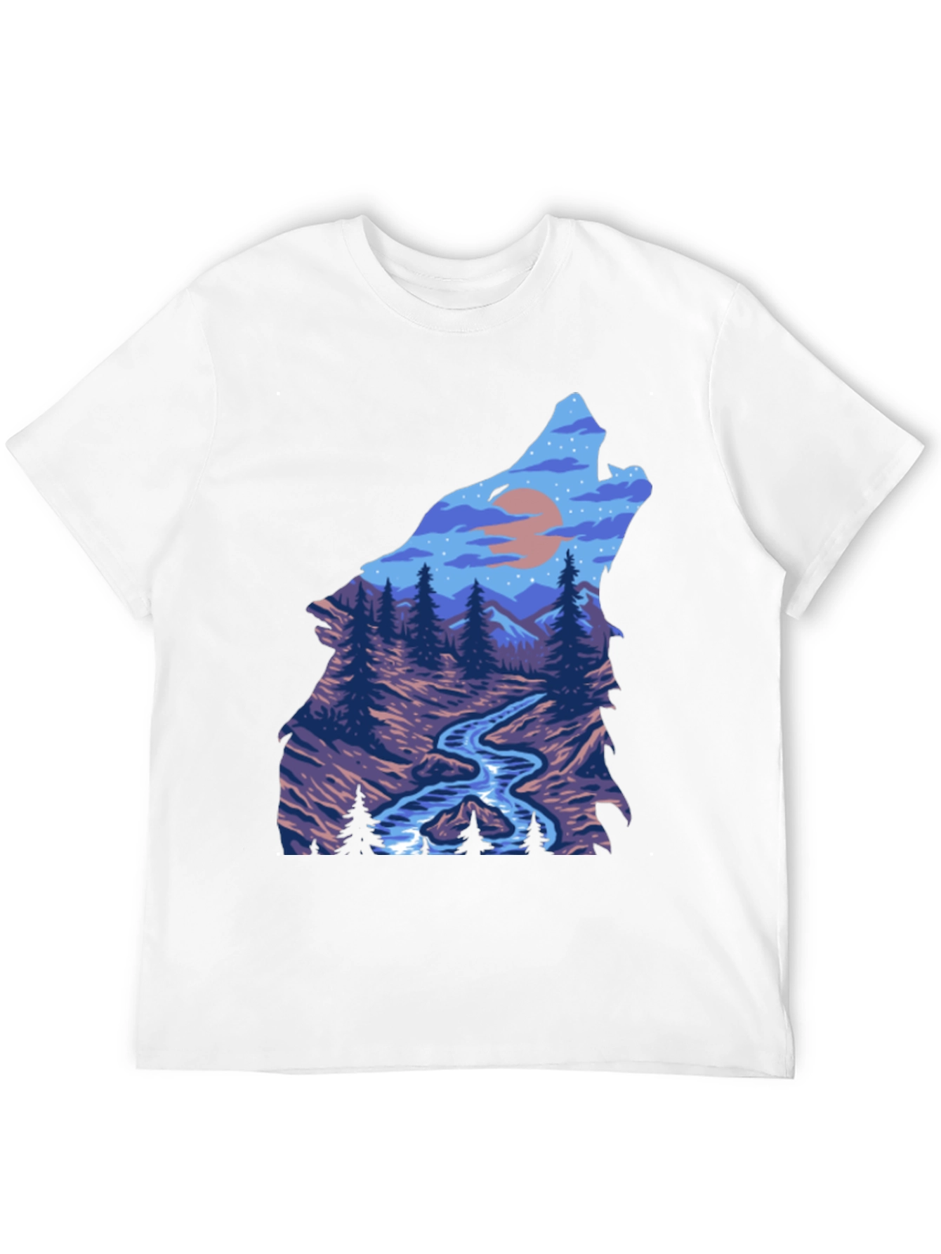 Wolf Howling at Moon Graphic T-Shirt
