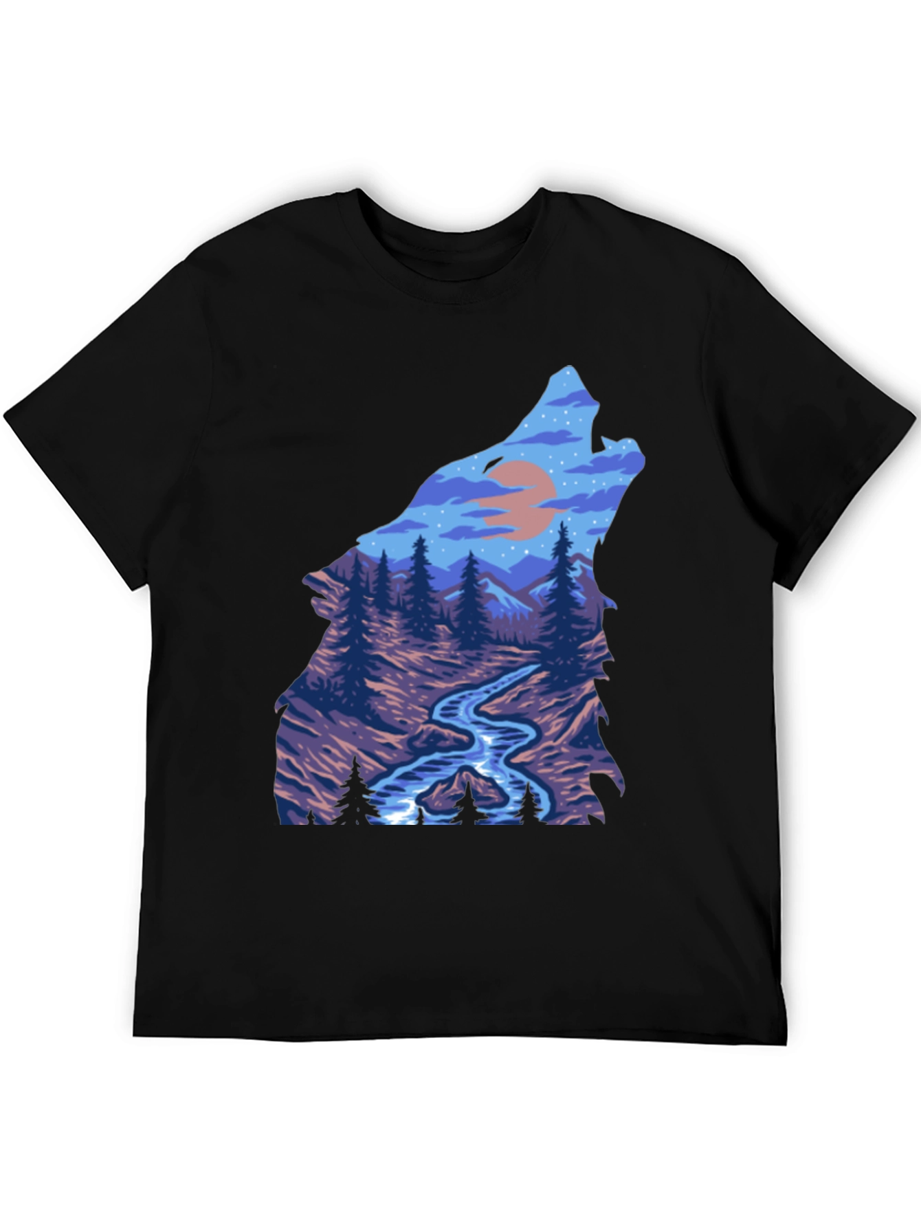 Wolf Howling at Moon Graphic T-Shirt