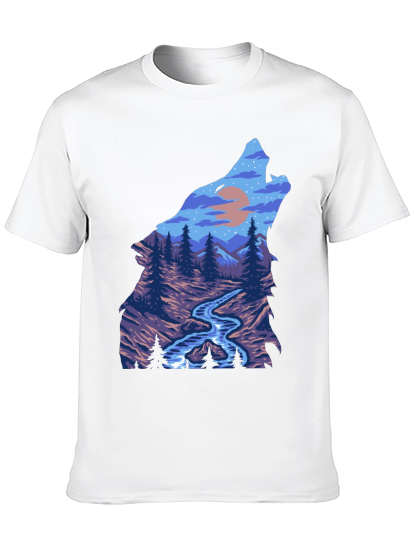 Wolf Howling at Moon Graphic T-Shirt