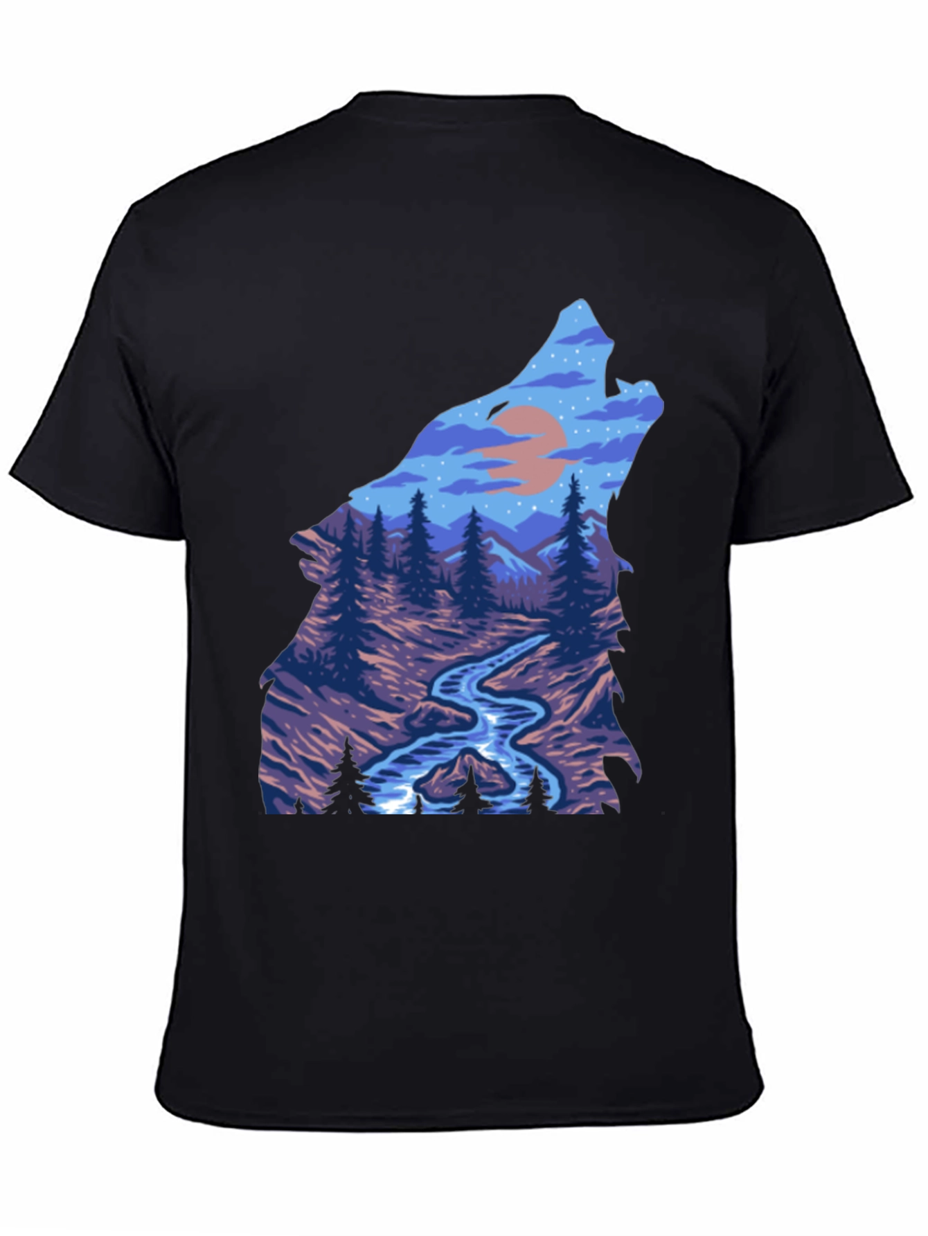 Wolf Howling at Moon Graphic T-Shirt