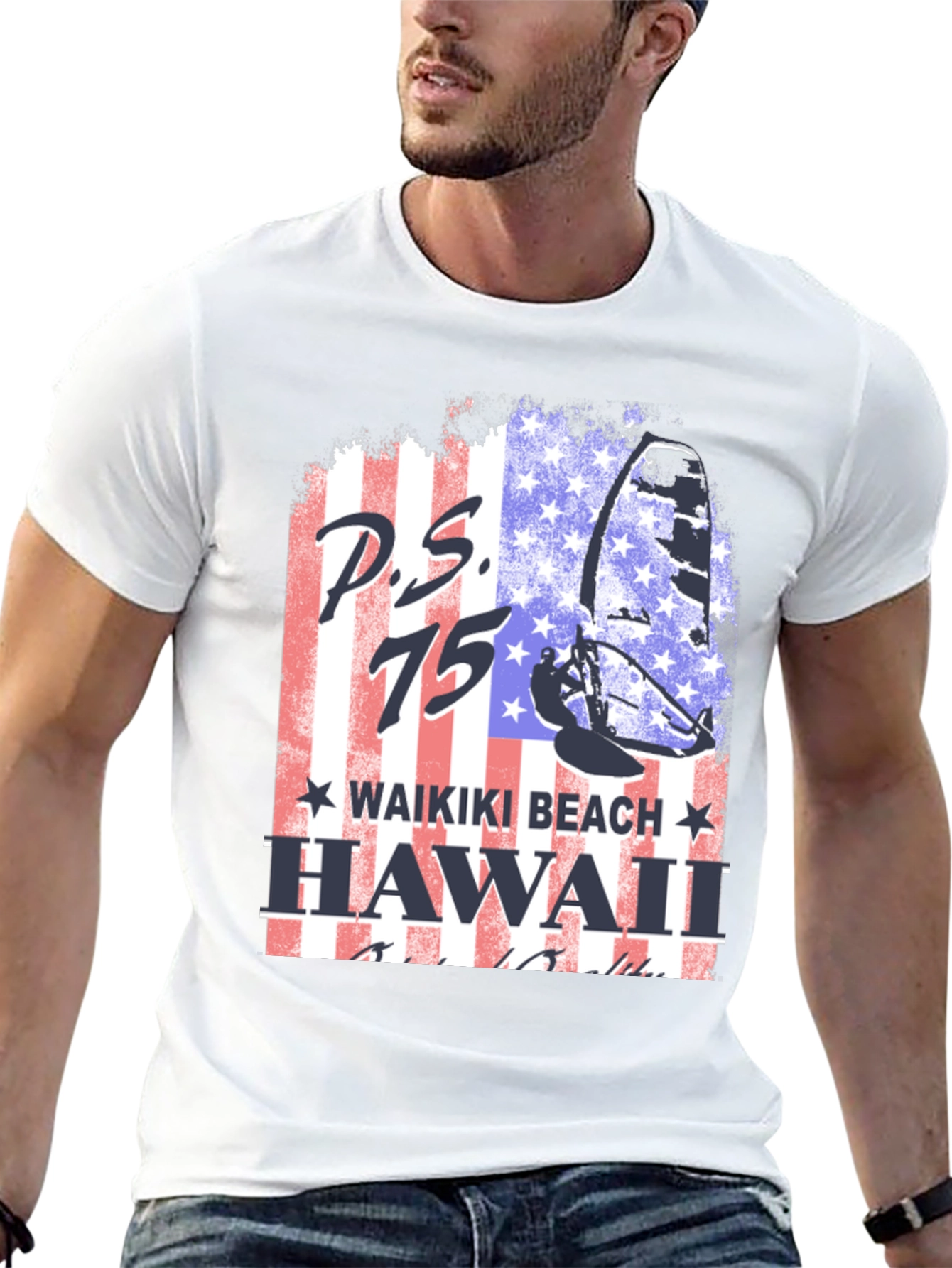 P.S. 75 Waikiki Beach Hawaii Black T-Shirt