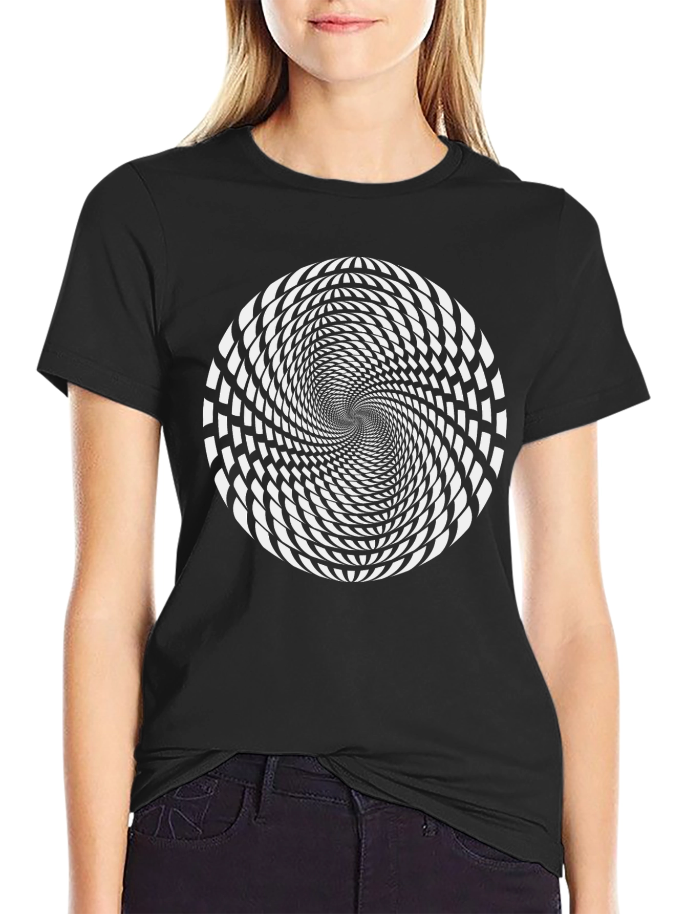 Optical Illusion Graphic Tee - Black