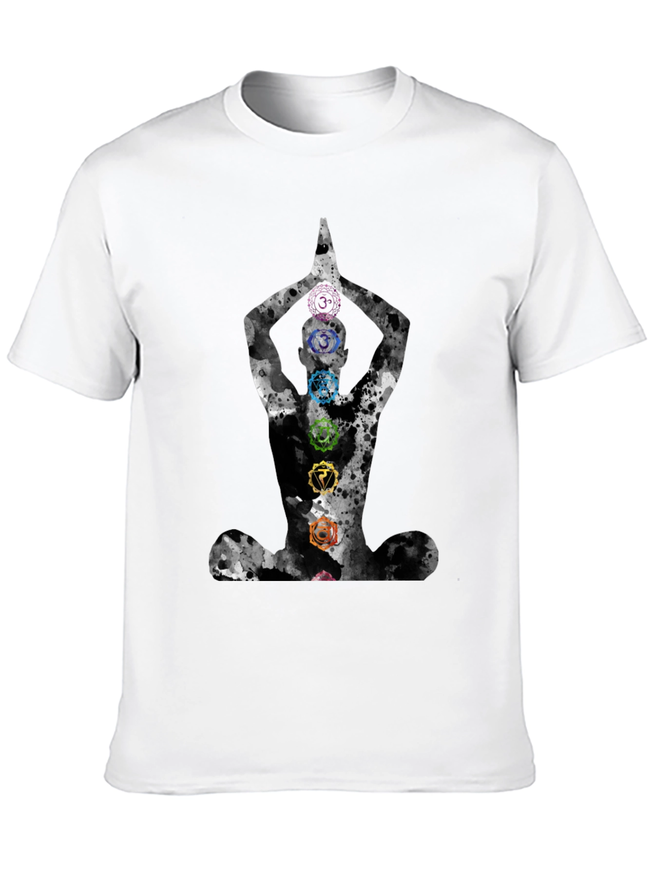 Chakra Meditation Black Graphic Tee - Spiritual Comfort