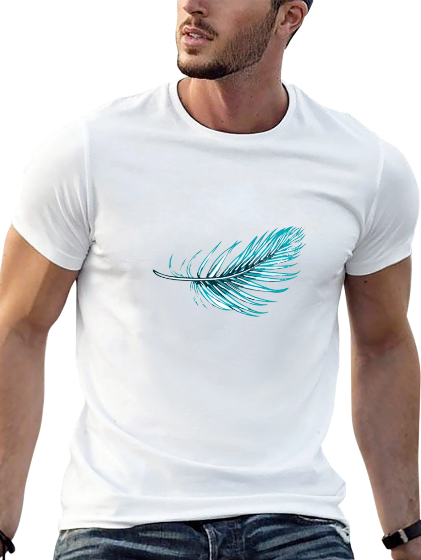 Feather Graphic Black T-Shirt | Stylish Casual Wear