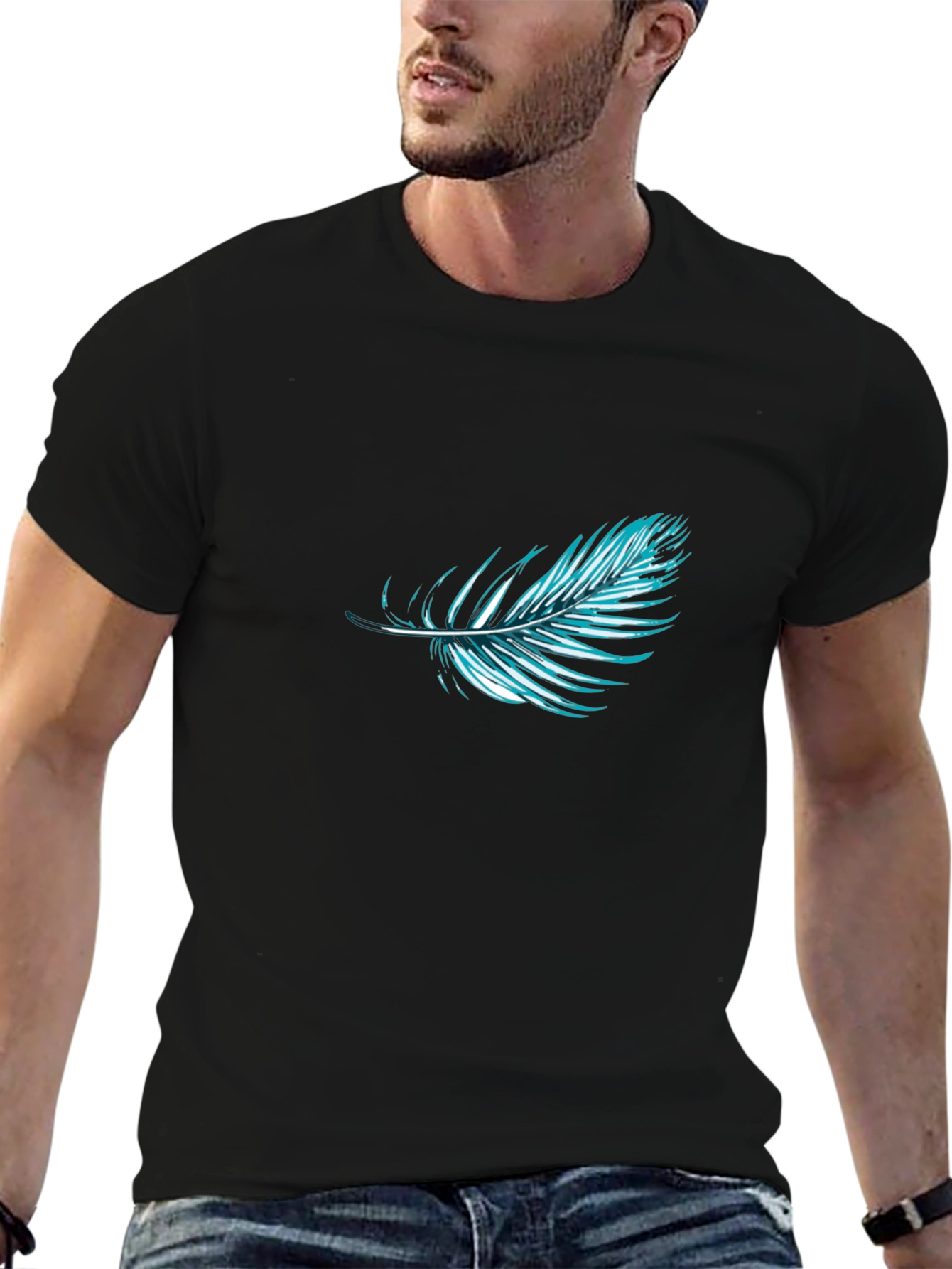 Feather Graphic Black T-Shirt | Stylish Casual Wear
