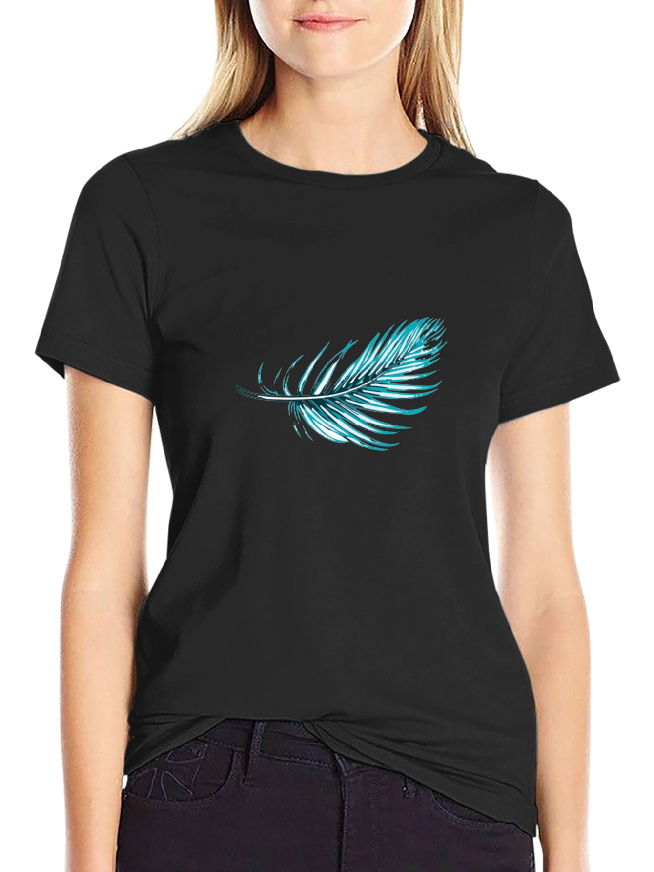 Feather Graphic Black T-Shirt | Stylish Casual Wear