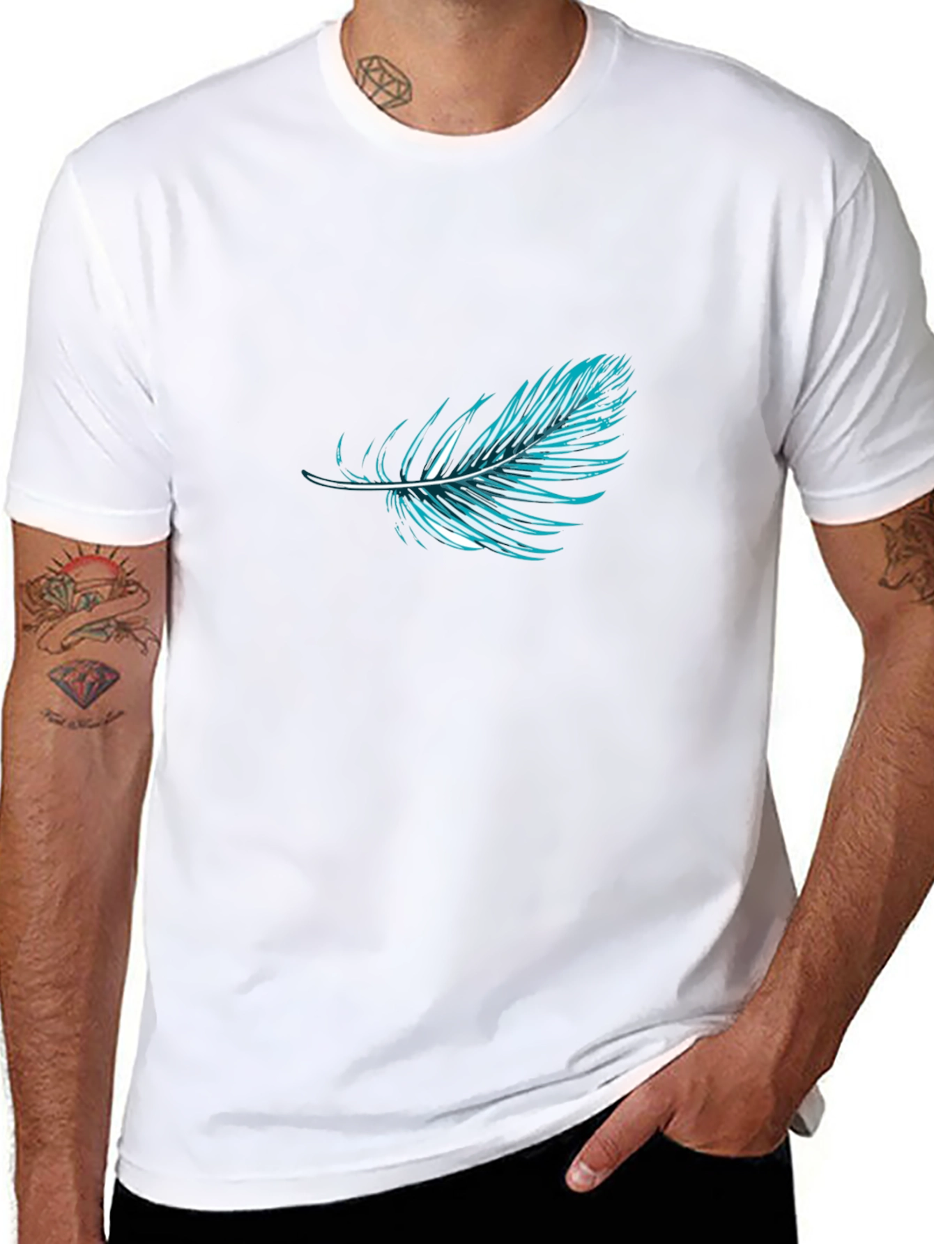Feather Graphic Black T-Shirt | Stylish Casual Wear