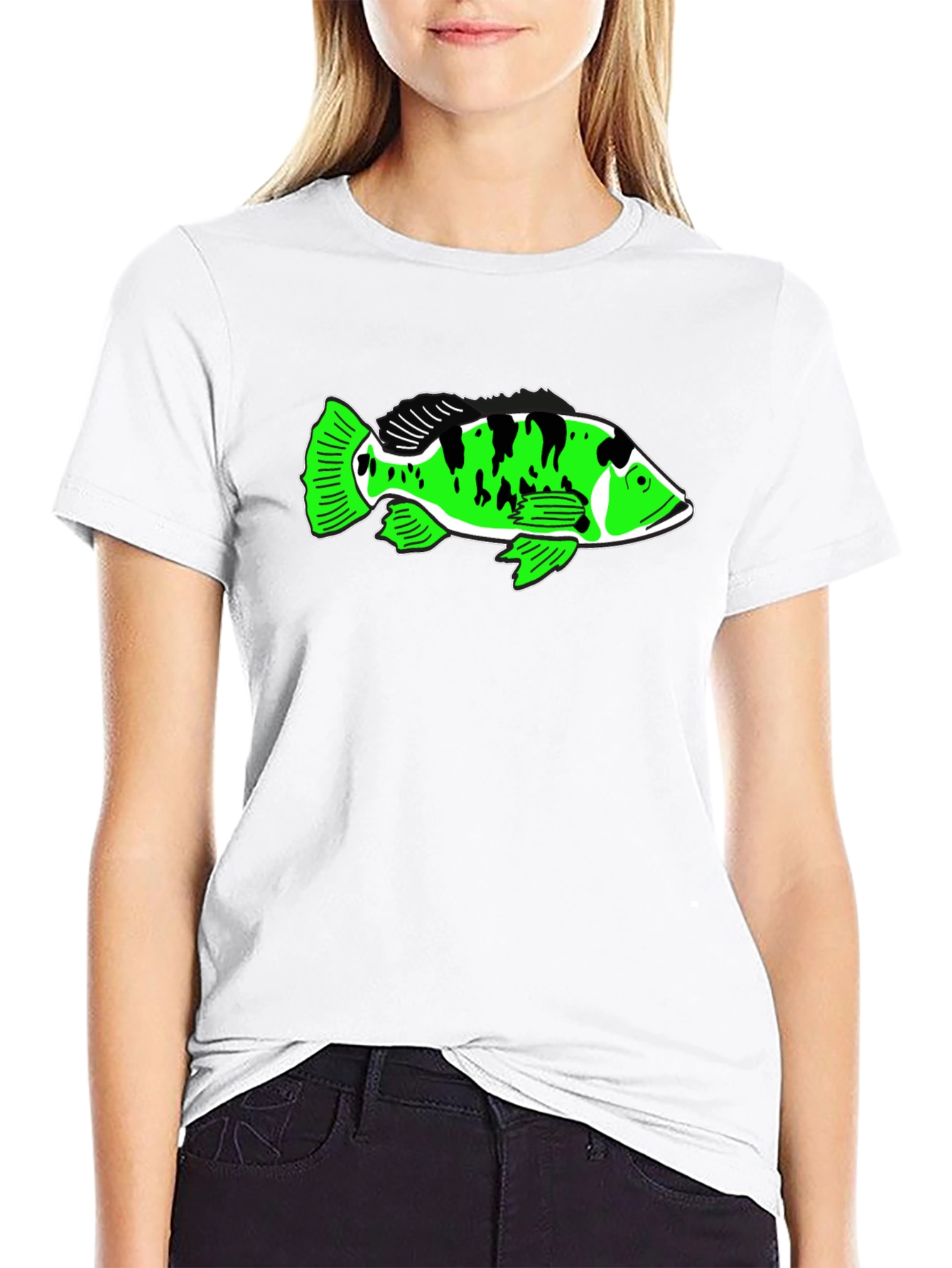Cool Graphic T-Shirt with Green Fish Design
