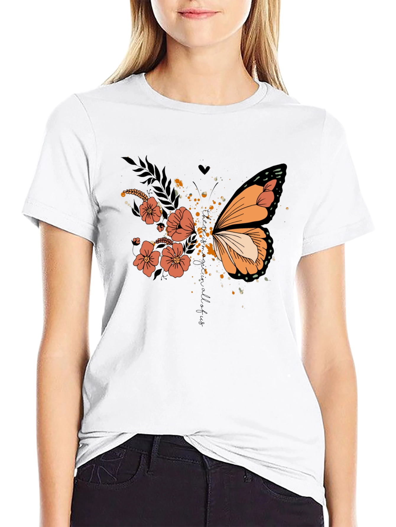 Butterfly Floral Graphic Tee - Stylish Comfort