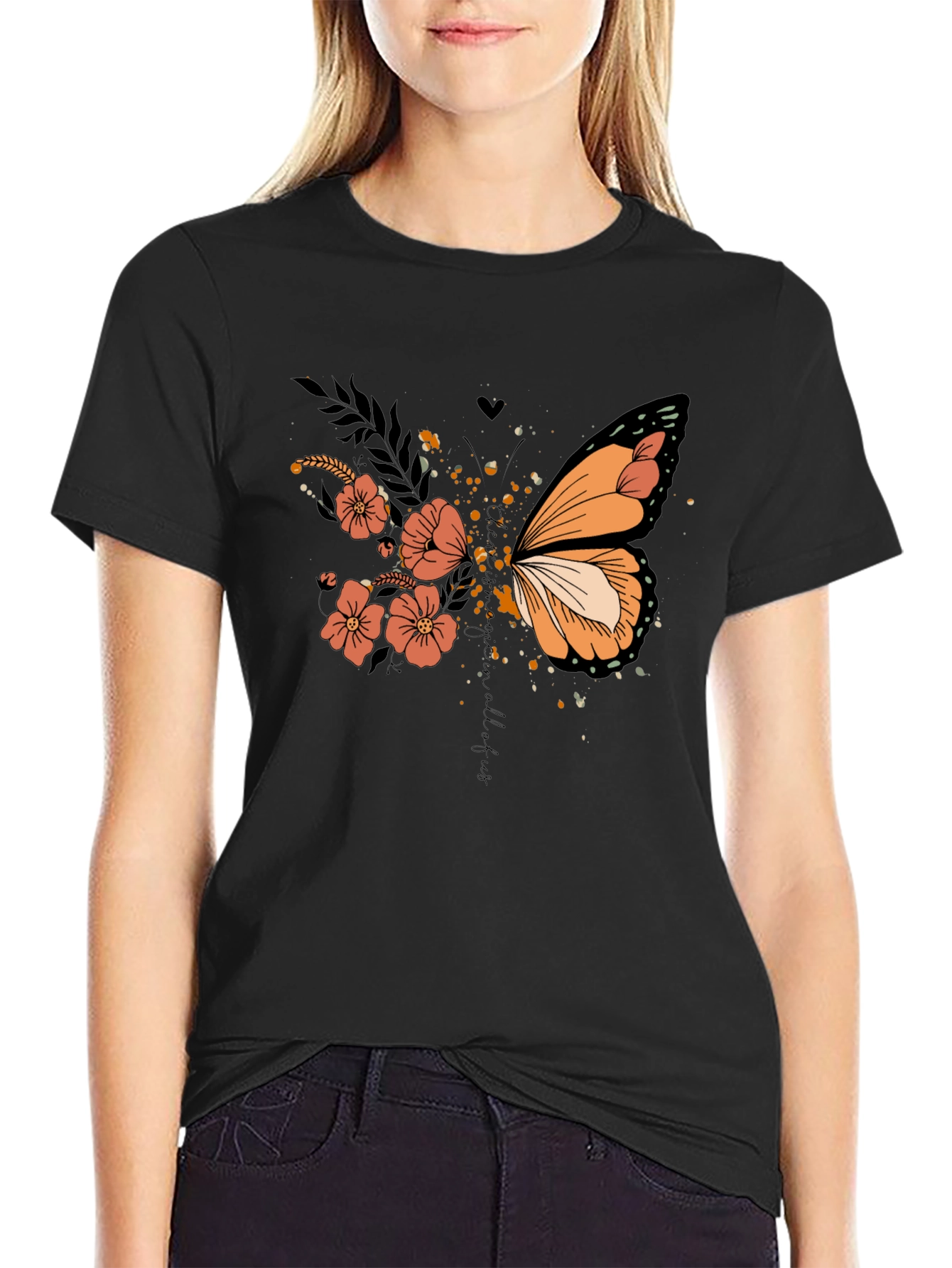 Butterfly Floral Graphic Tee - Stylish Comfort
