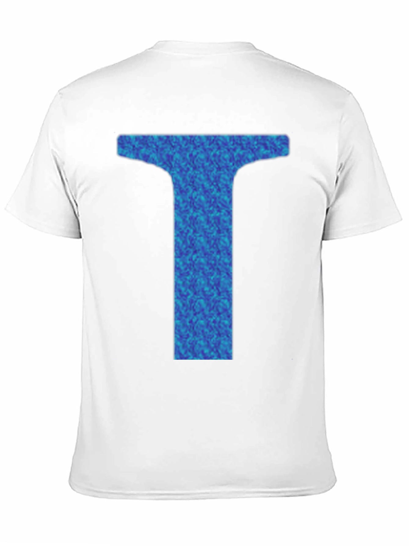 Abstract Blue Letter T Graphic Black T-Shirt