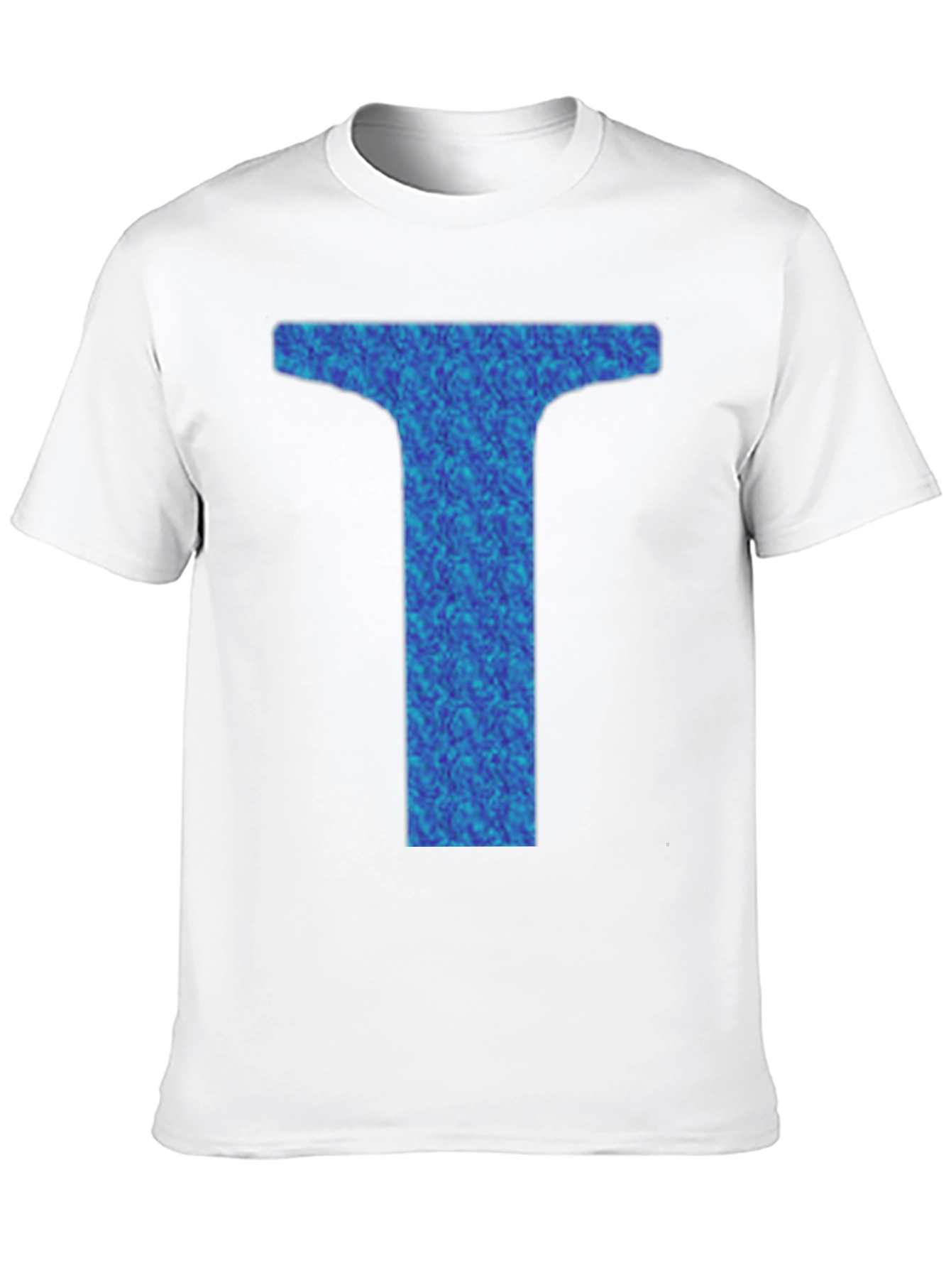 Abstract Blue Letter T Graphic Black T-Shirt