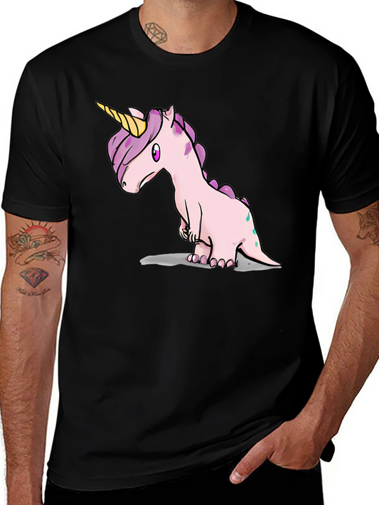 Unicorn Dinosaur Graphic Tee - Mens Black T-Shirt