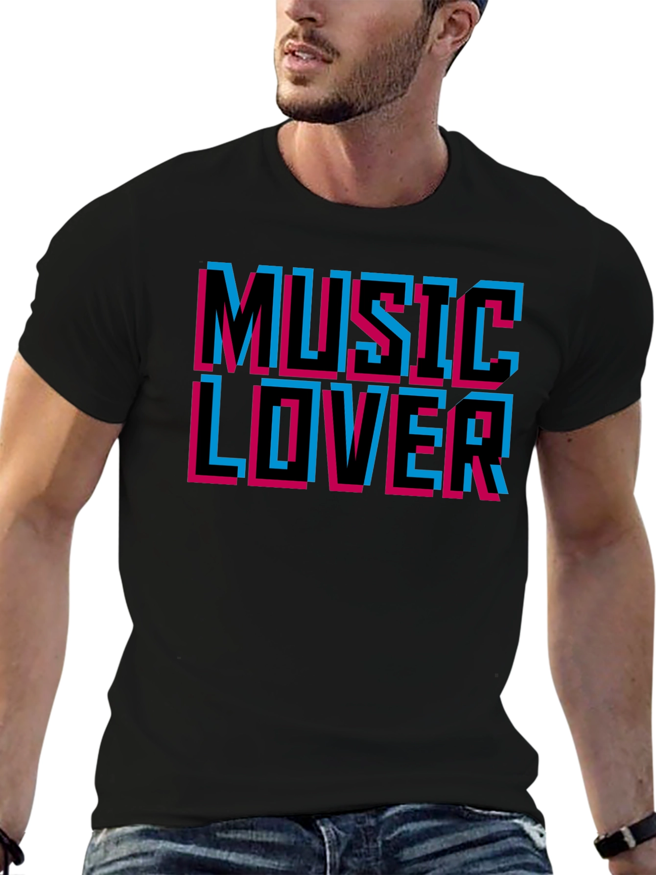 Music Lover Black Graphic T-Shirt