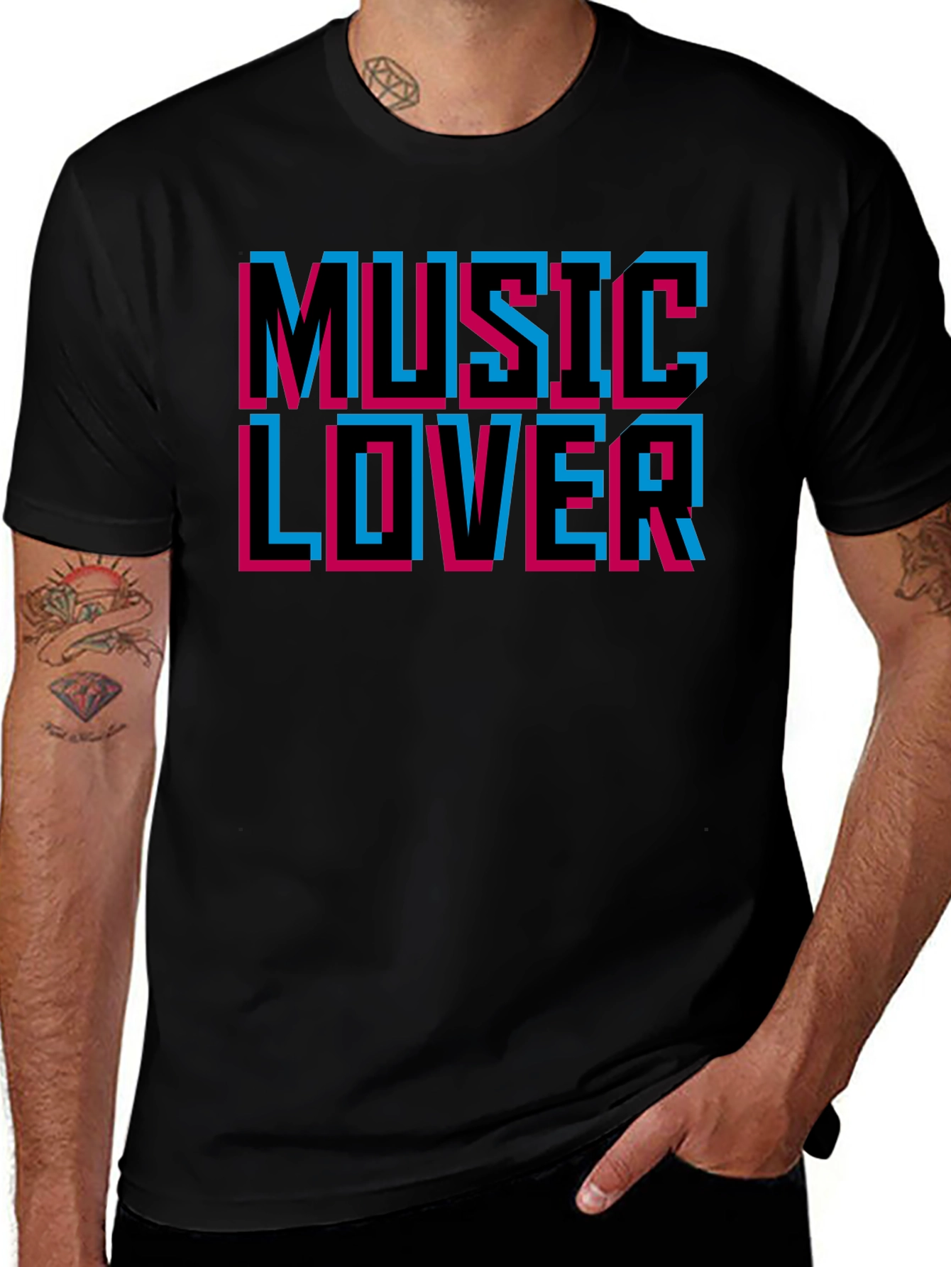 Music Lover Black Graphic T-Shirt