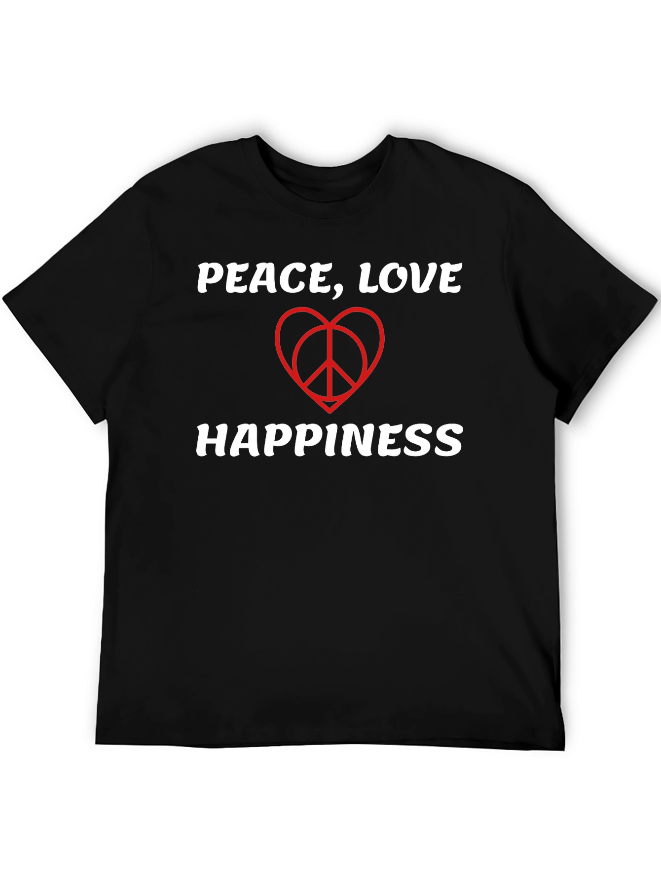 Peace Love Happiness T-Shirt - Black