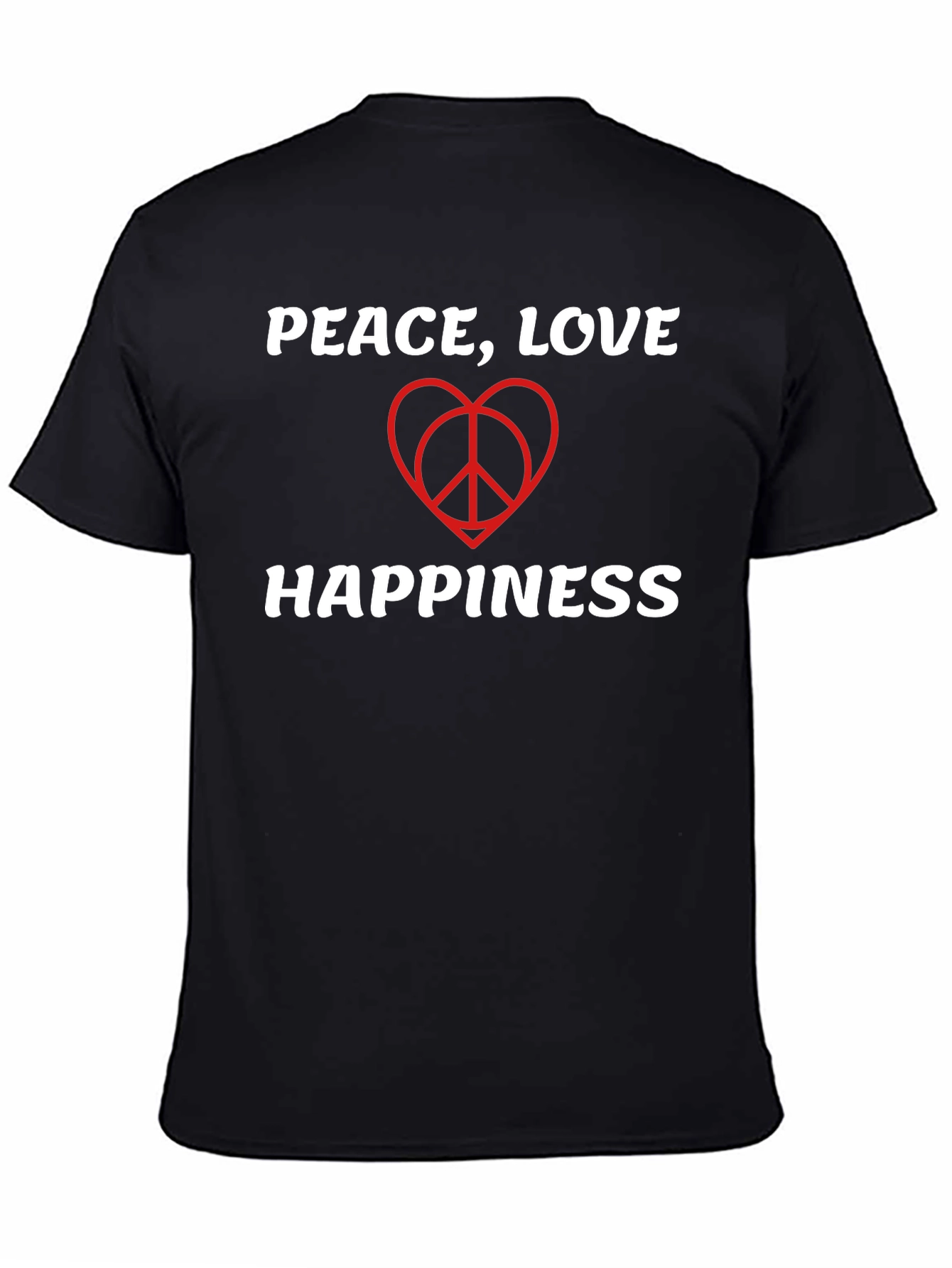 Peace Love Happiness T-Shirt - Black