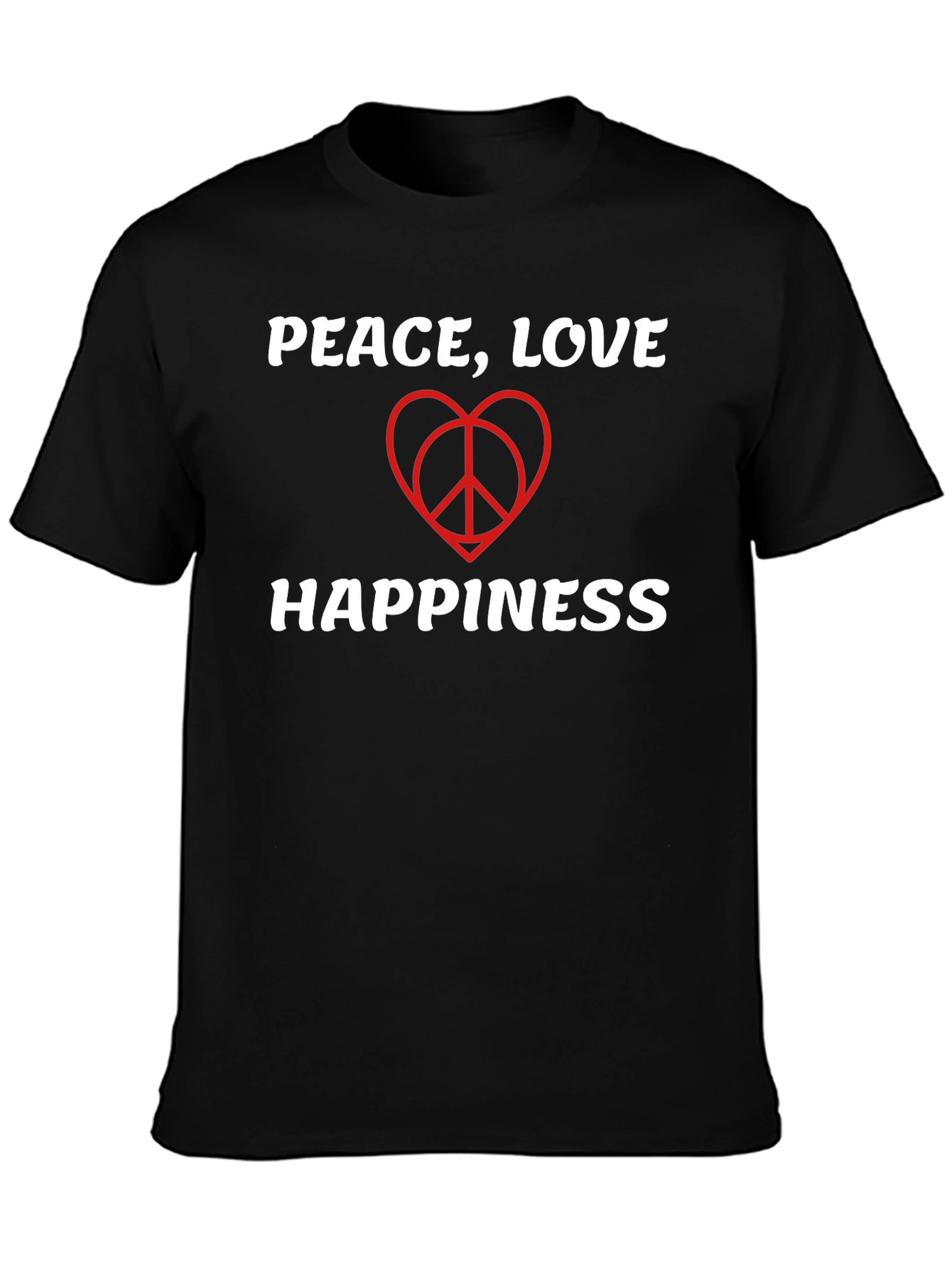 Peace Love Happiness T-Shirt - Black