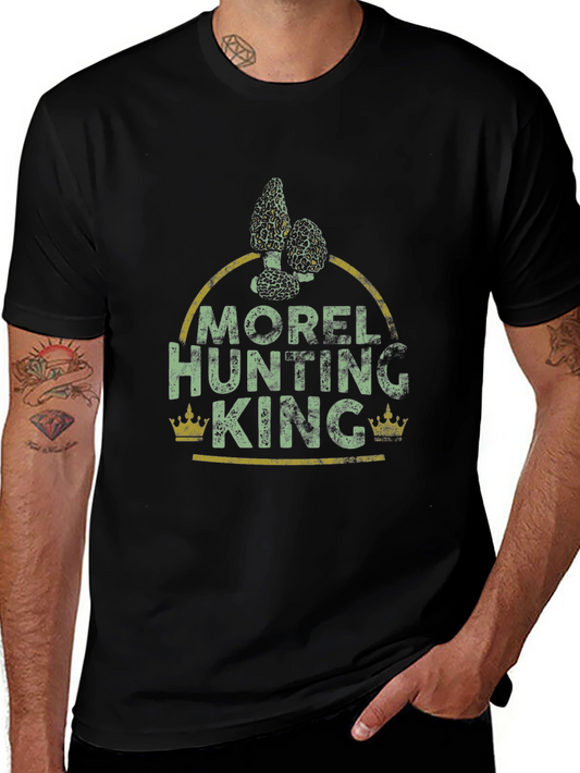 Morel Hunting King T-Shirt - Unique Mushroom Hunter Tee