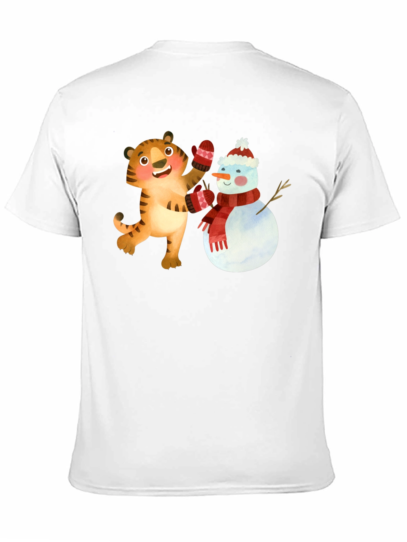 Festive Tiger & Snowman Graphic Tee