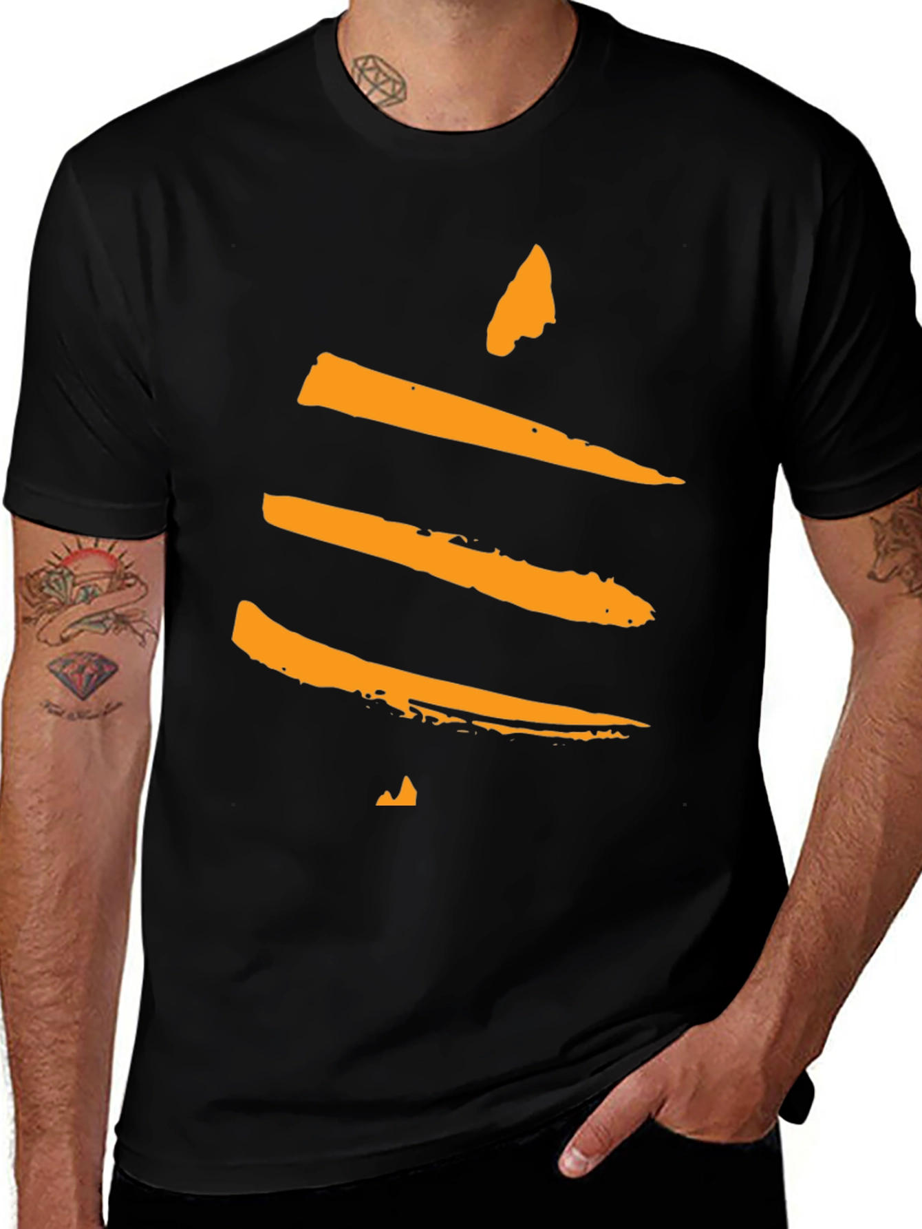 Modern Abstract Graphic Tee - Black