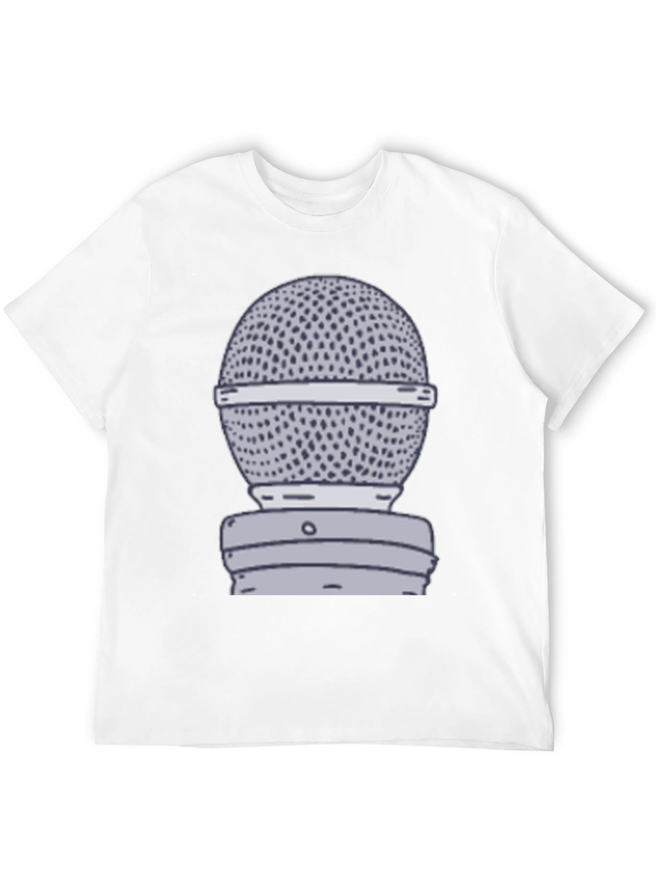 Retro Microphone Graphic Tee - Black Cotton T-Shirt
