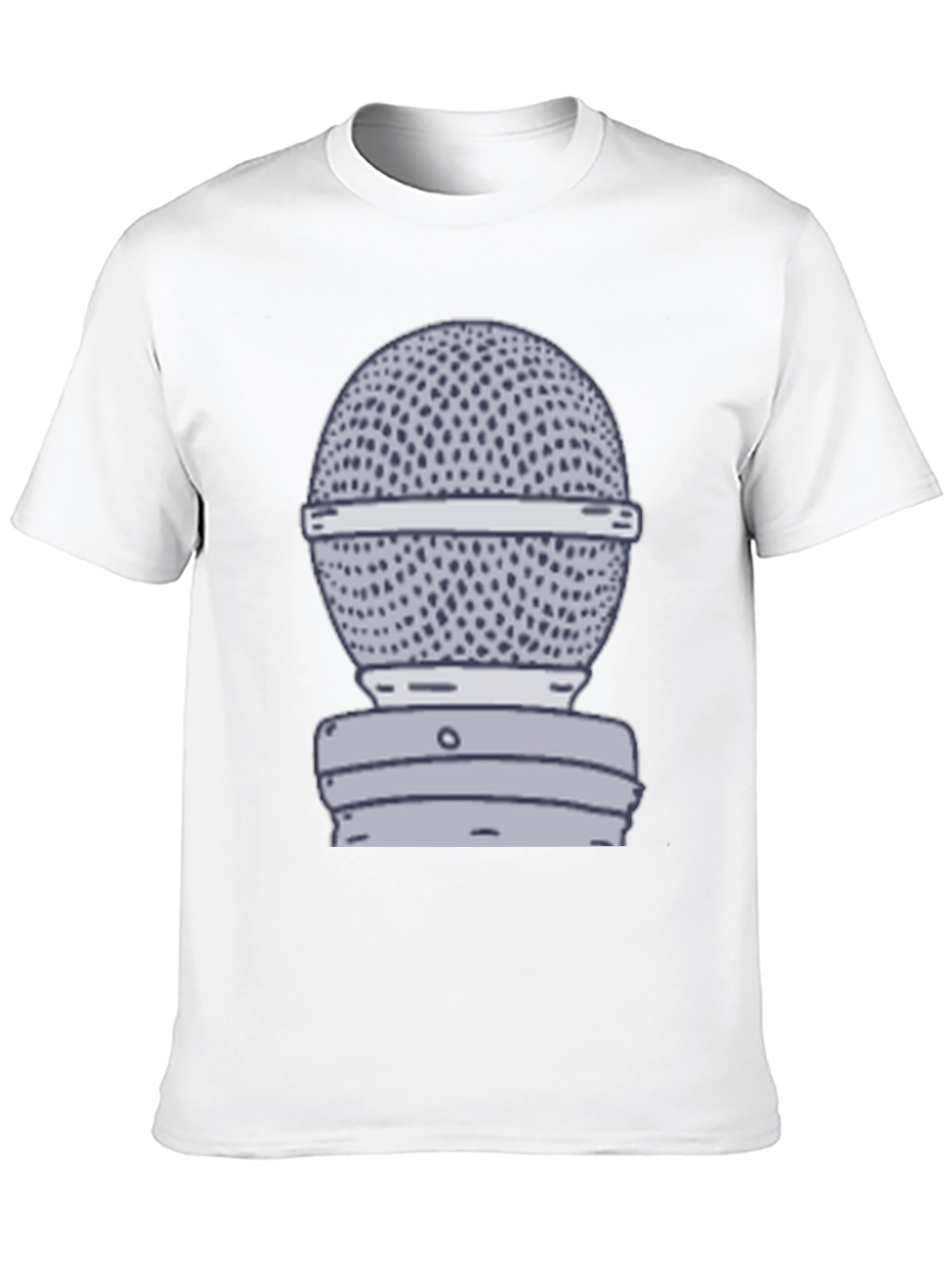 Retro Microphone Graphic Tee - Black Cotton T-Shirt