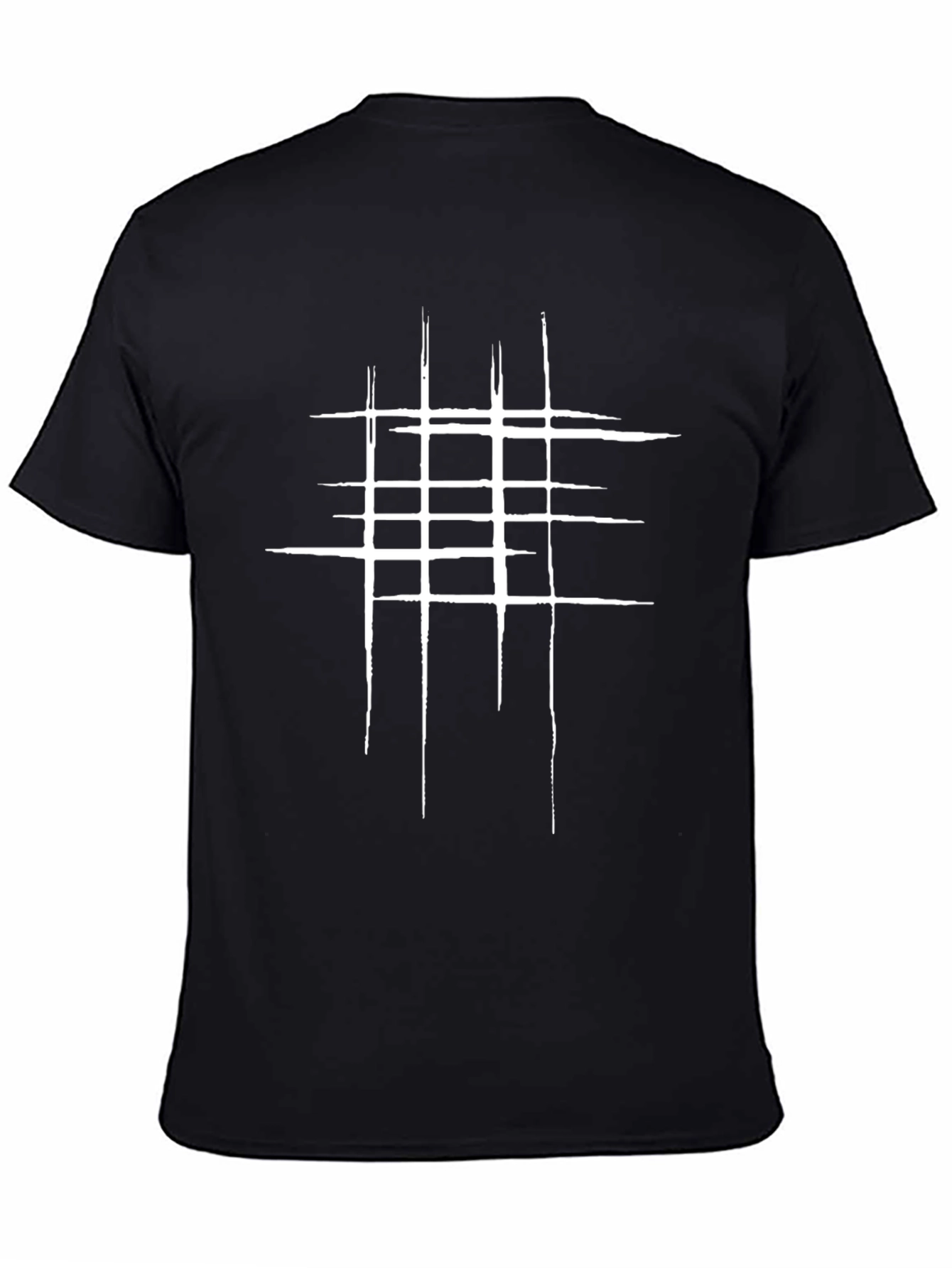 Abstract Grid Graphic Tee - Modern Black T-Shirt