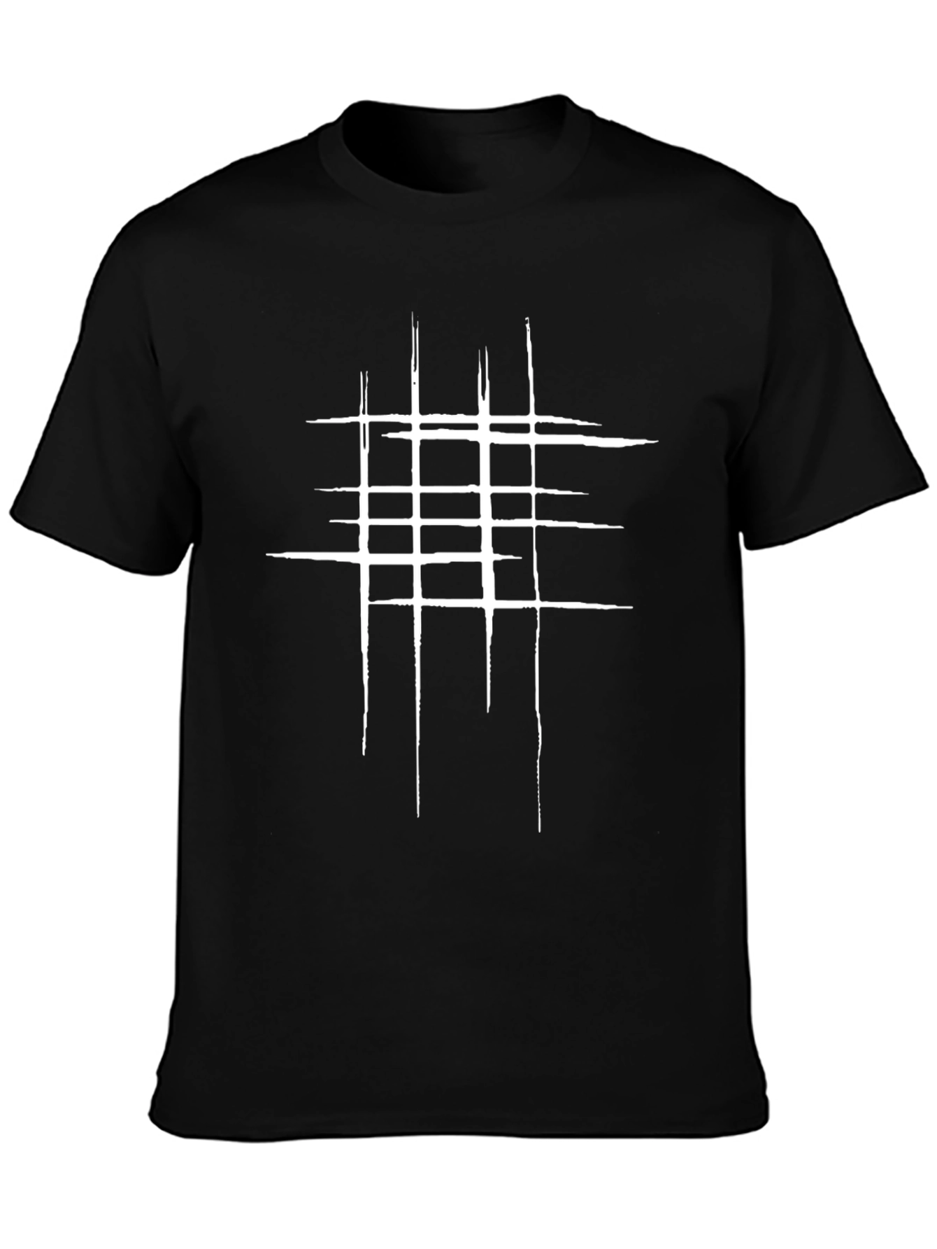 Abstract Grid Graphic Tee - Modern Black T-Shirt