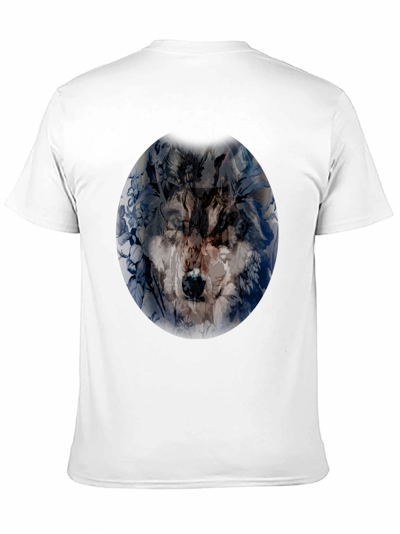 Wolf Floral Print Black T-Shirt