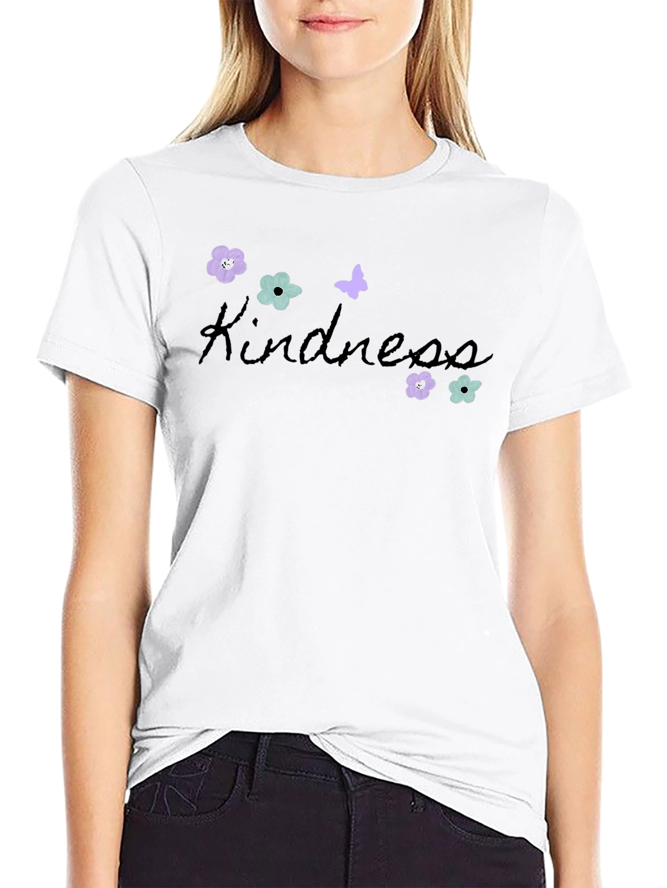 Kindness Graphic Tee - Floral Butterfly Design